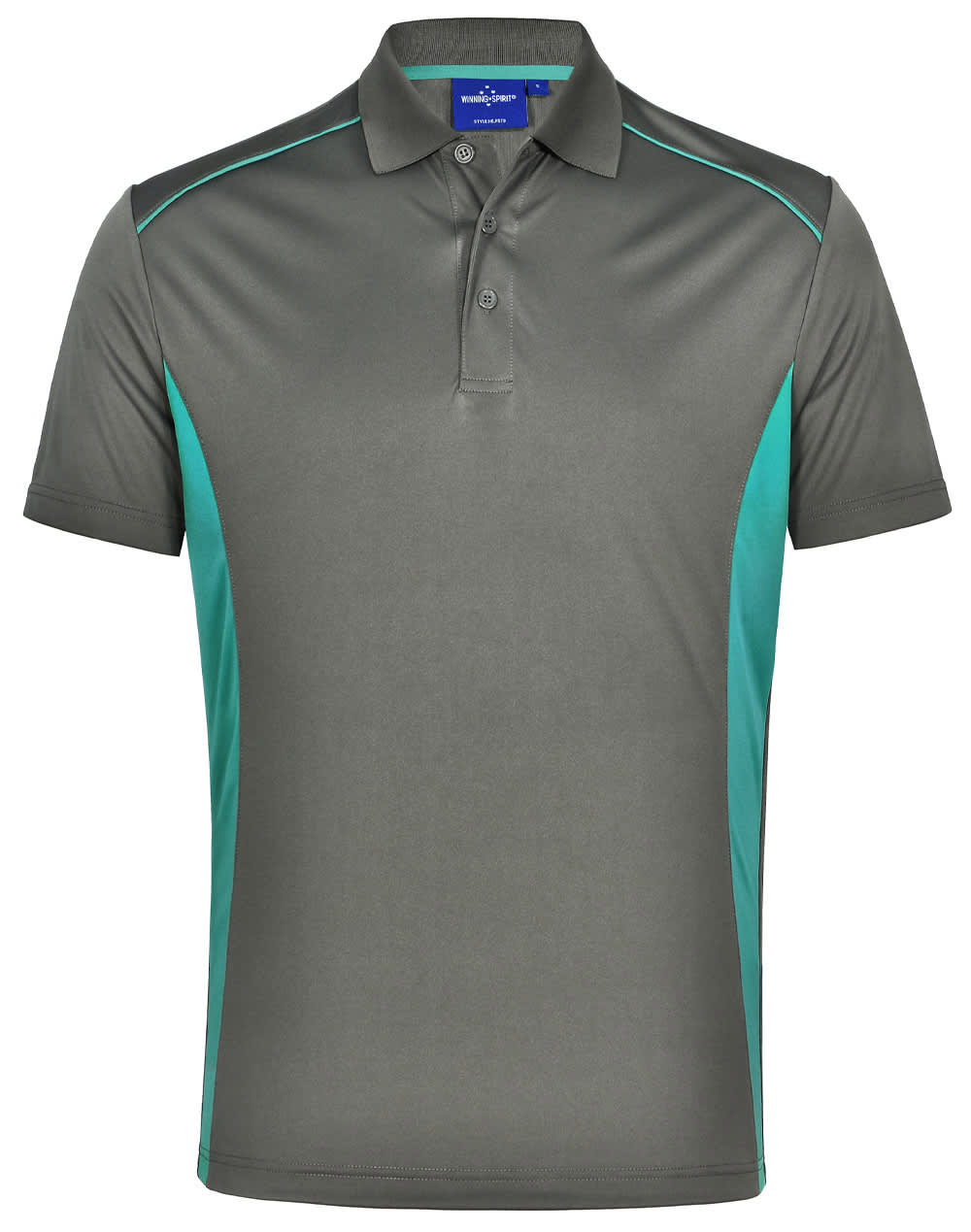 Mens CoolDry Short Sleeve Contrast Polo PS79 | Ash/Teal