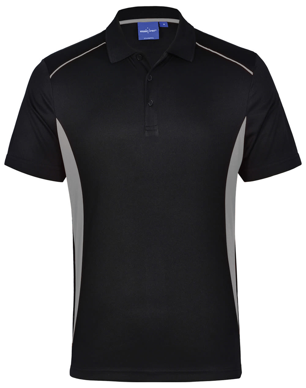 Mens CoolDry Short Sleeve Contrast Polo PS79 | Black/Ash