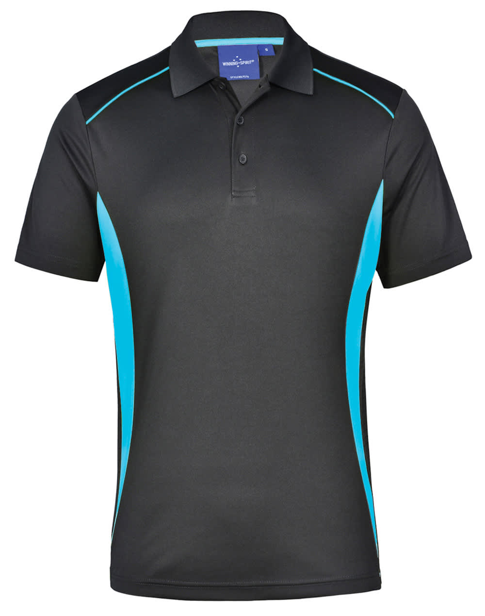 Mens CoolDry Short Sleeve Contrast Polo PS79 | Charcoal/Aqua Blue