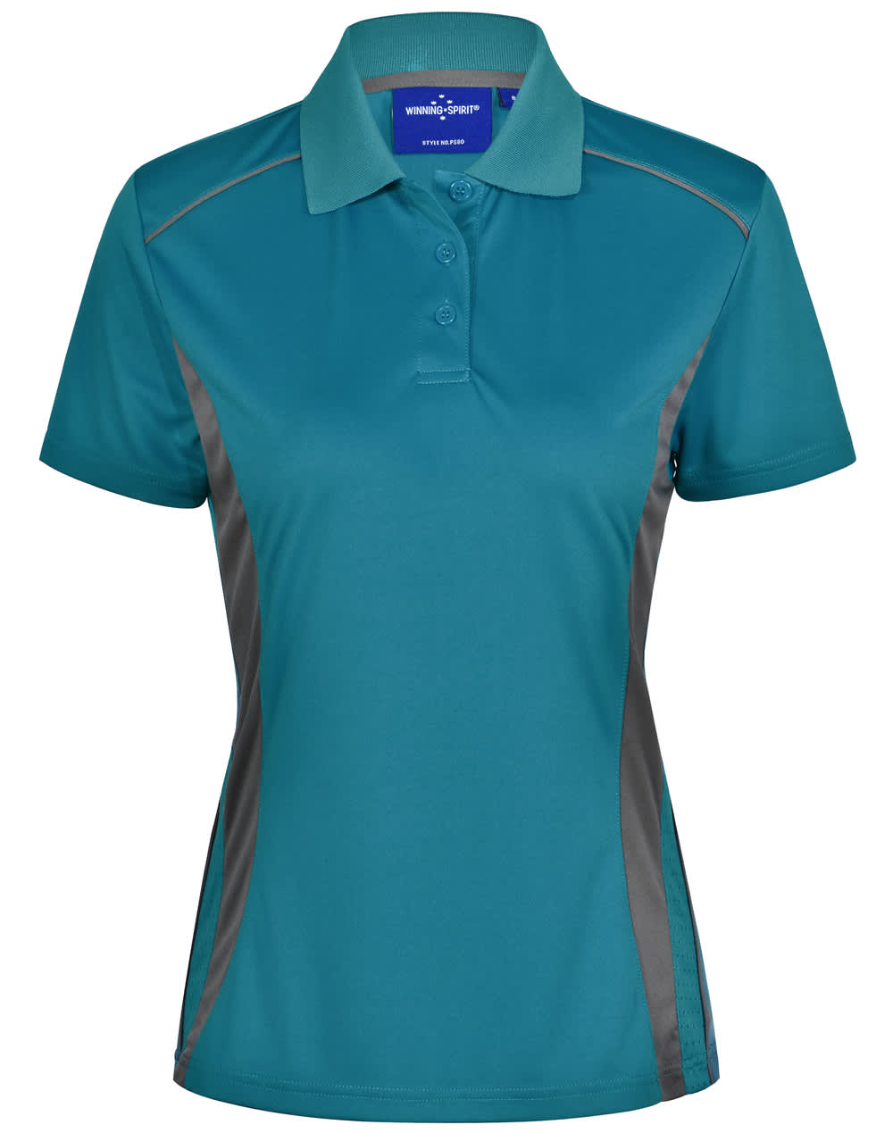 Ladies CoolDry Short Sleeve Contrast Polo PS80 | Aegean Blue/Ash