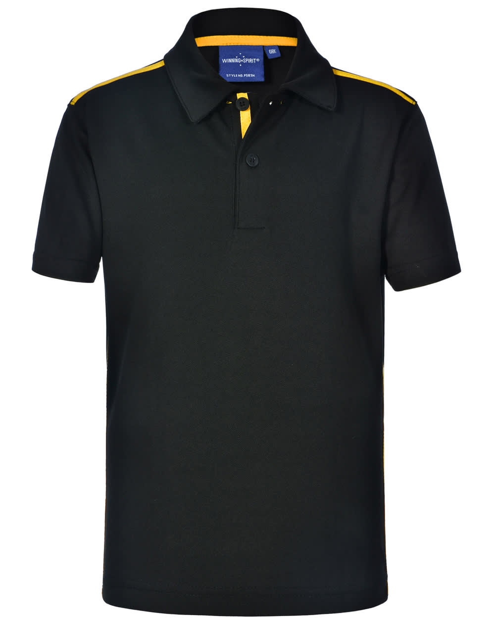 Kids RapidCoolTM Short Sleeve Contrast Polo PS83K | Black/Gold