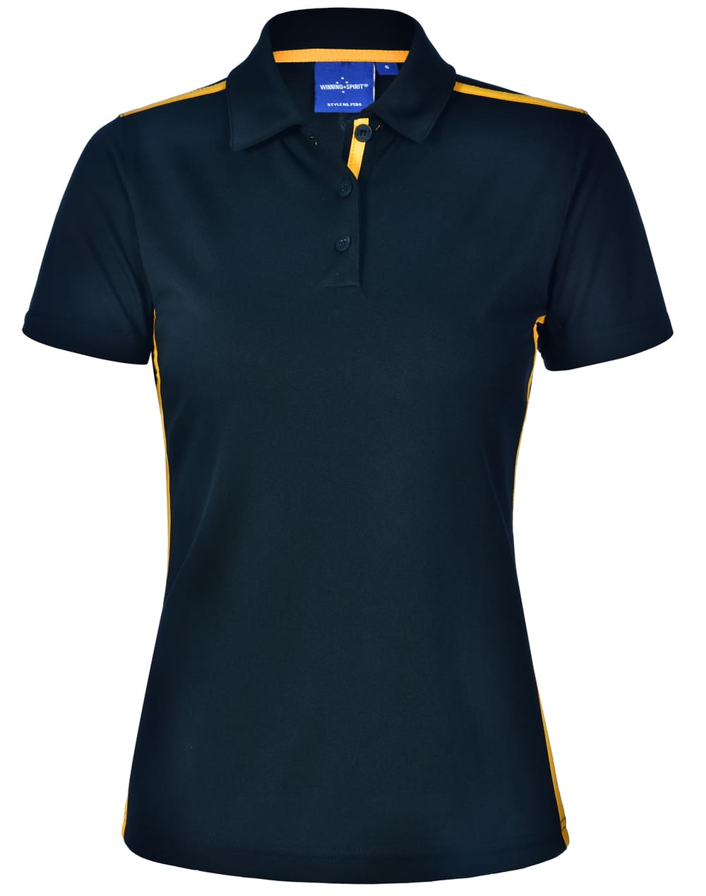 Ladies RapidCoolTM Short Sleeve Contrast Polo PS84 | Navy/Gold