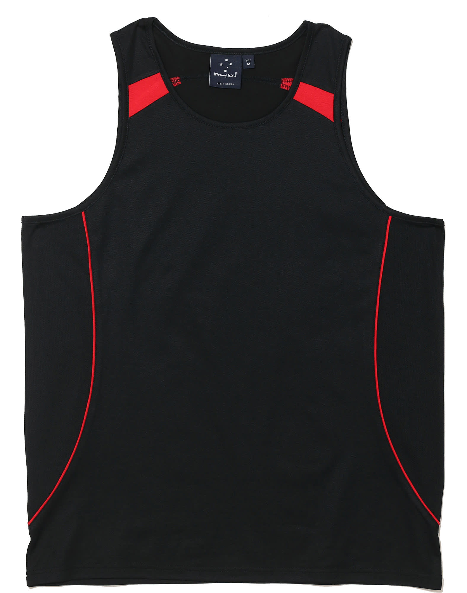 Mens TrueDry Fashion Singlet SL53 | Black/Red