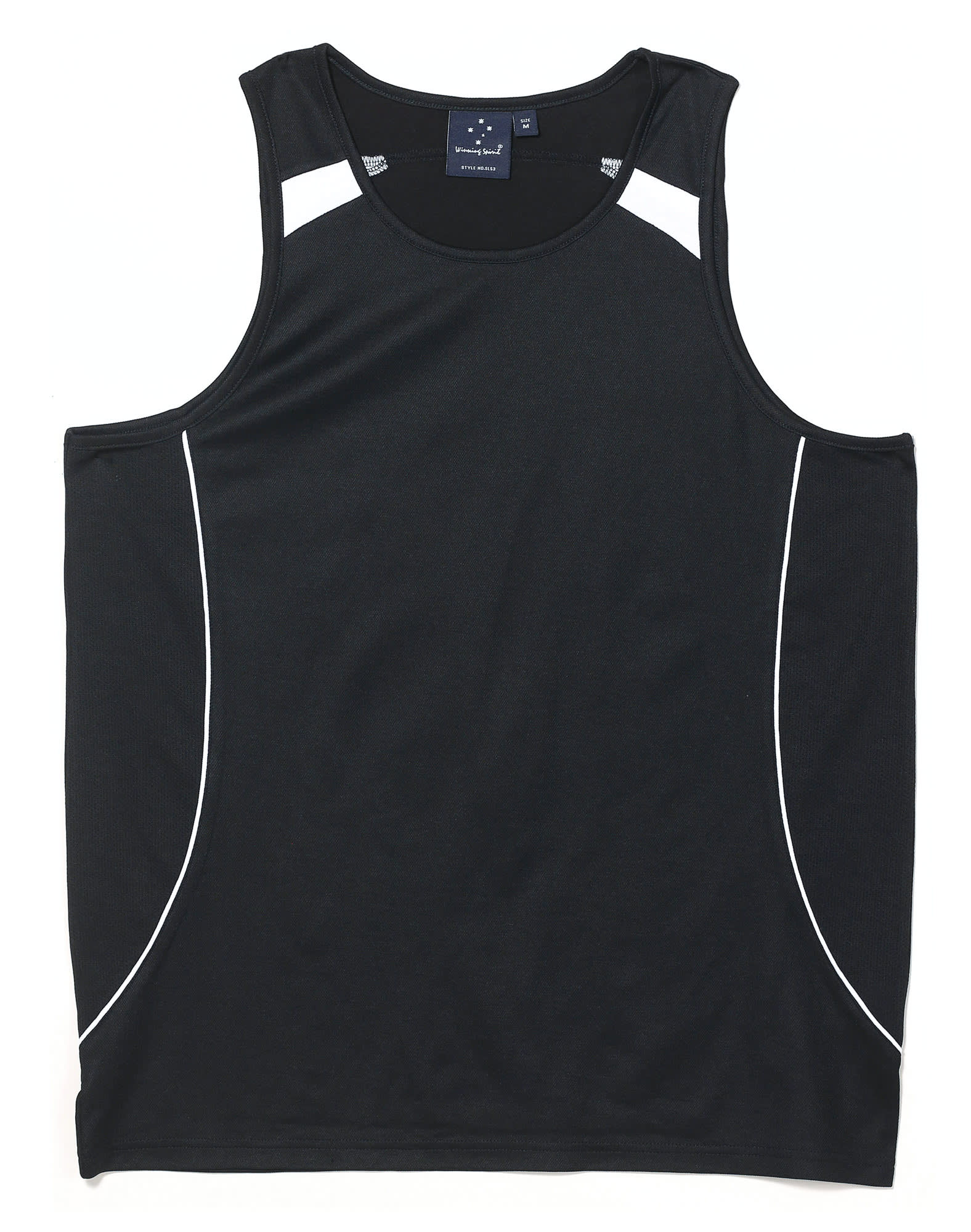 Mens TrueDry Fashion Singlet SL53 | Black/White