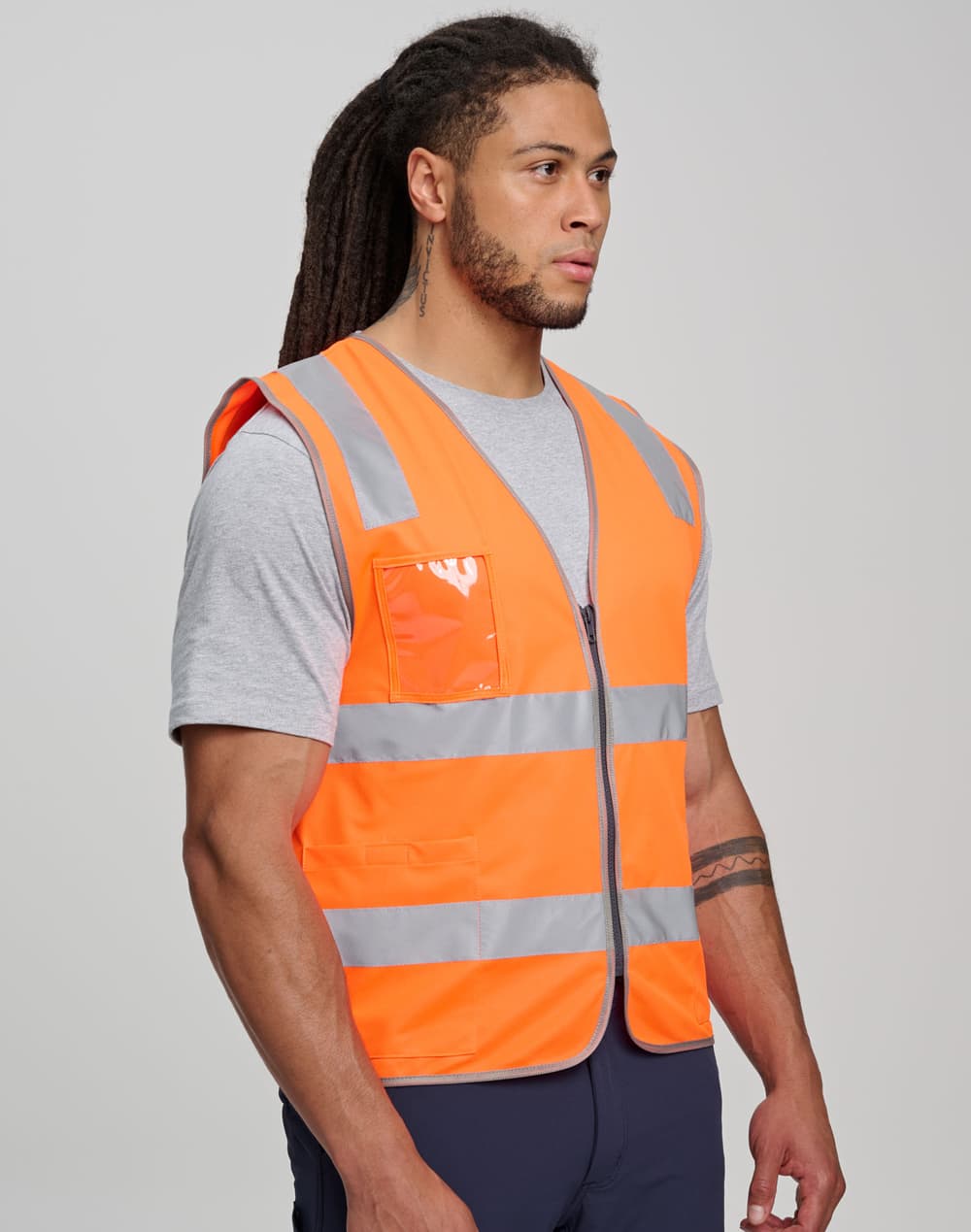 Hi Vis Safety Zip Vest With ID & Utility Pockets SH-SW04