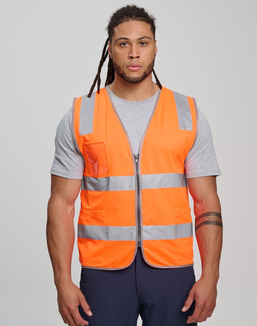 Hi Vis Safety Zip Vest With ID & Utility Pockets SH-SW04