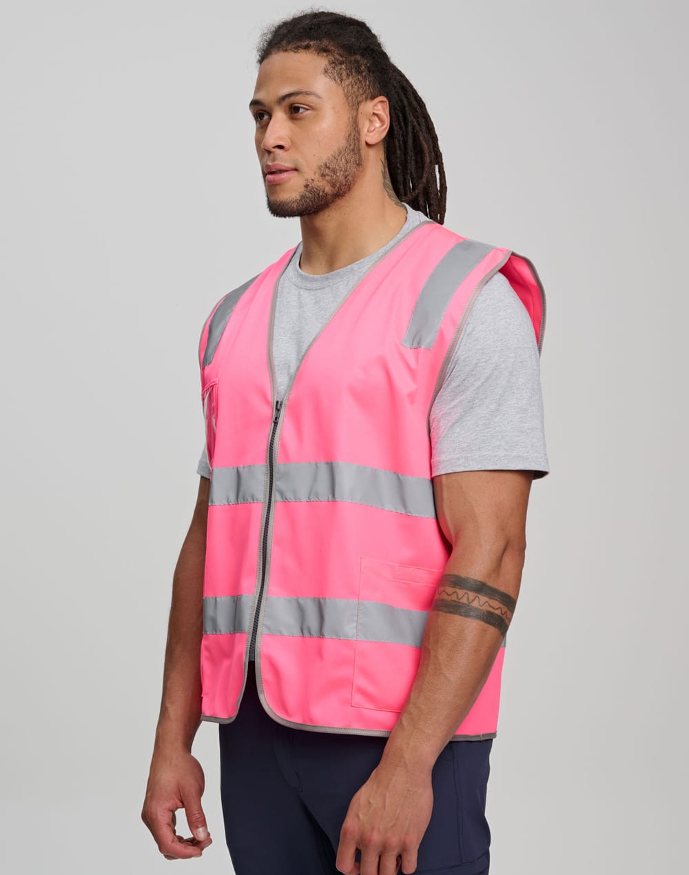 Hi Vis Safety Zip Vest With ID & Utility Pockets SH-SW04