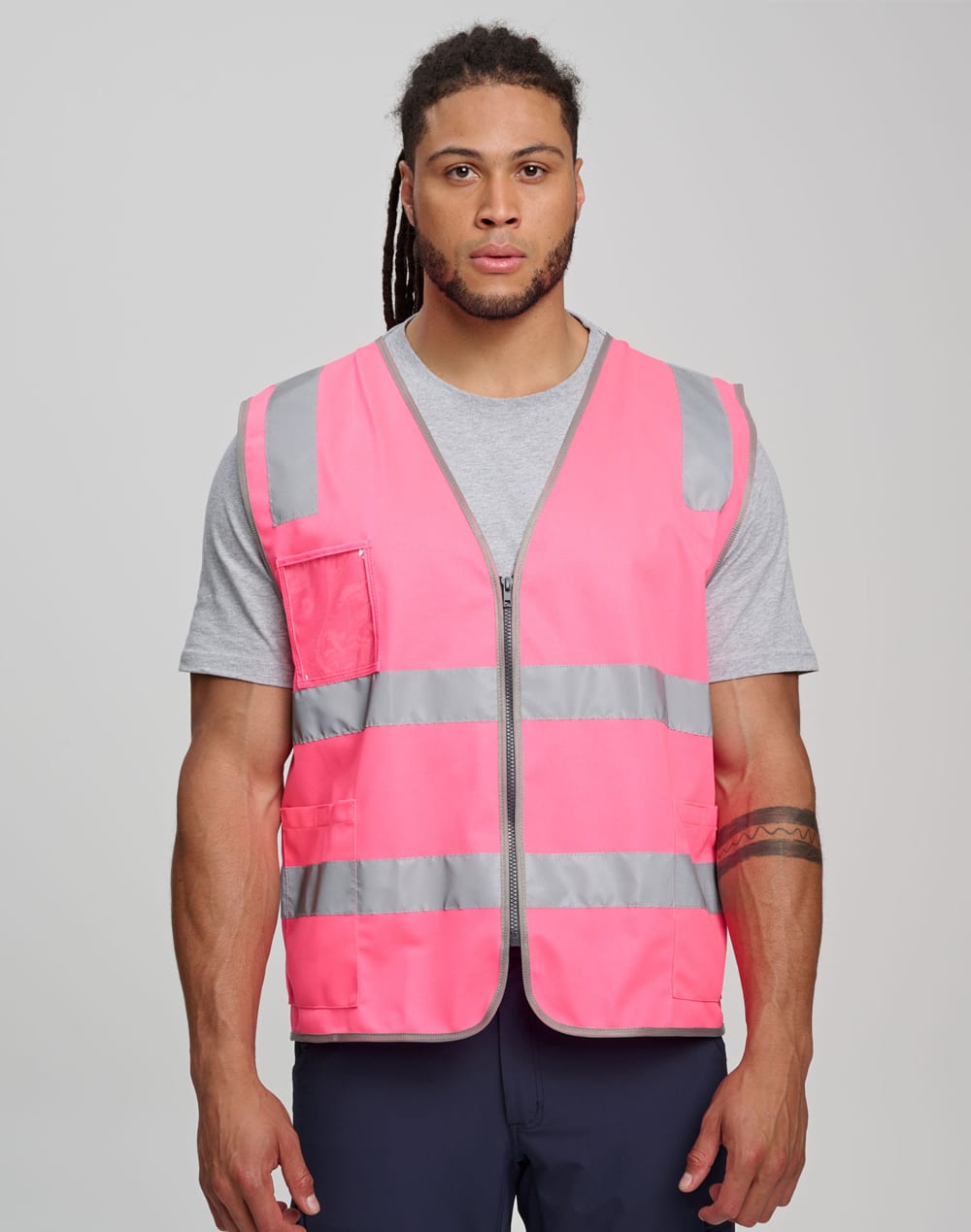 Hi Vis Safety Zip Vest With ID & Utility Pockets SH-SW04