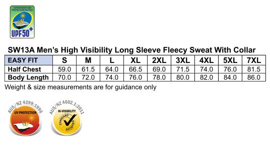 Mens High Visibility Long Sleeve Fleecy Sweat With Collar SW13A | 