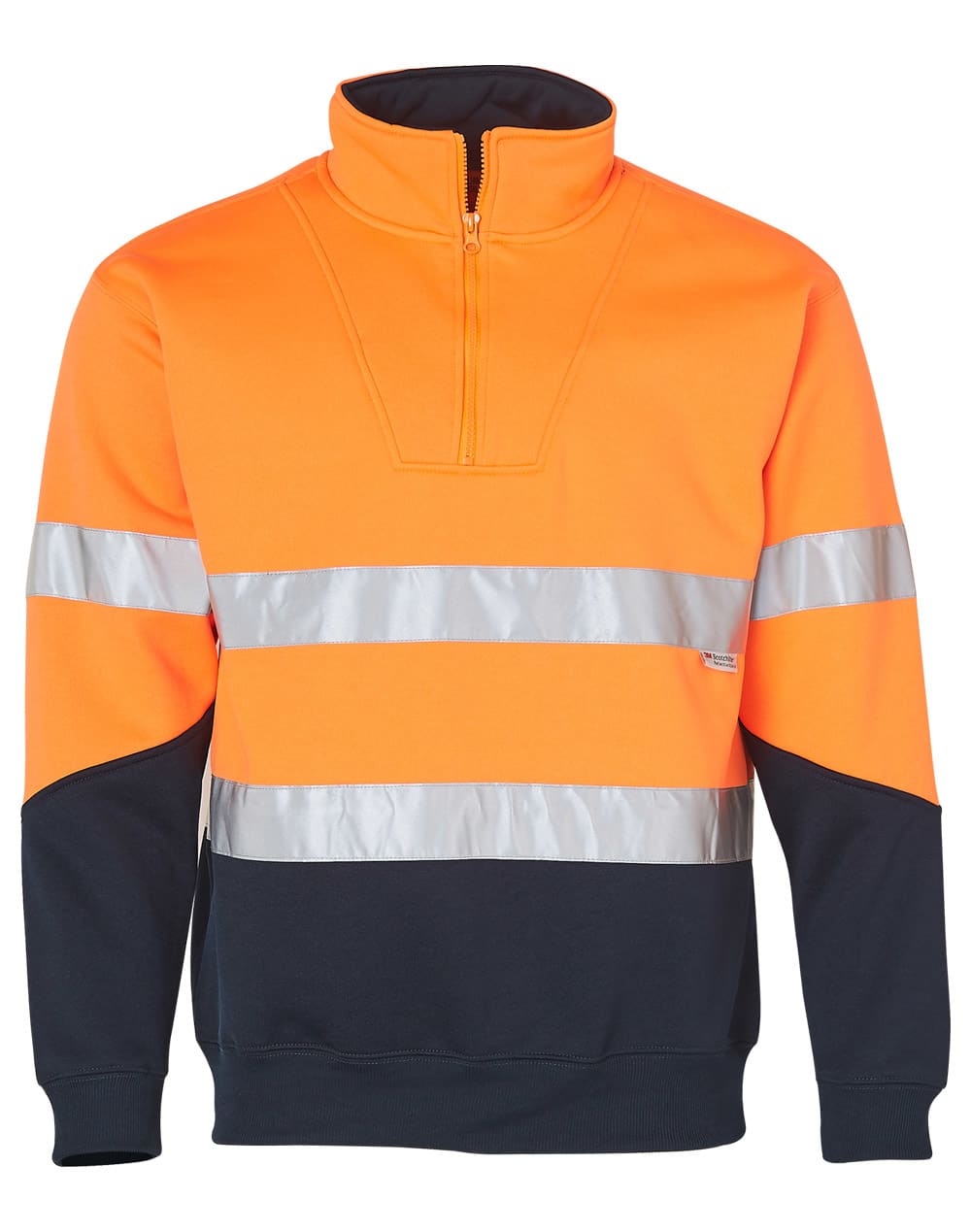 Mens High Visibility Long Sleeve Fleecy Sweat SW14 | Orange/Navy