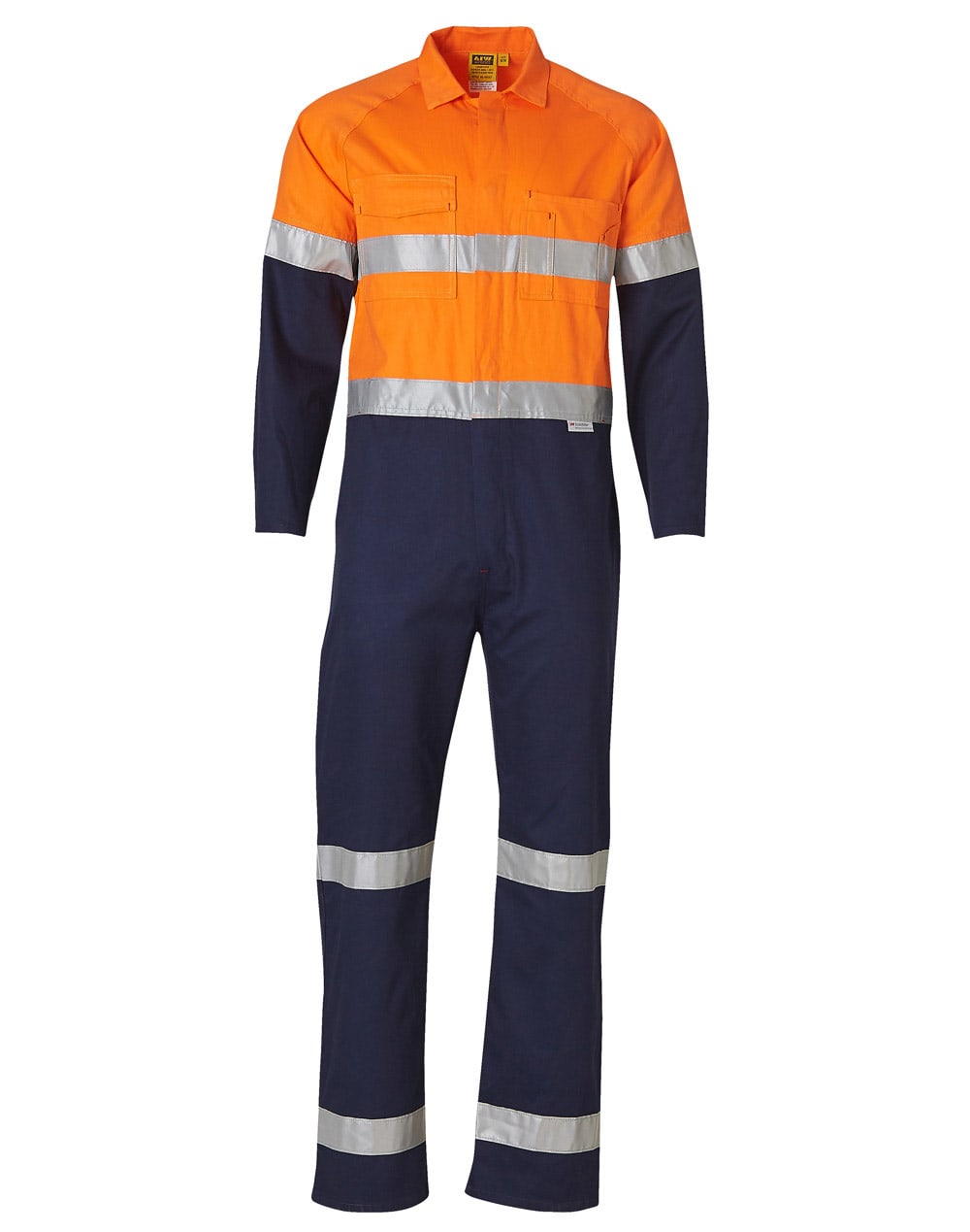 Mens Cotton Drill Coverall with 3M Scotchlite Reflective Tapes SW207 | Orange/Navy