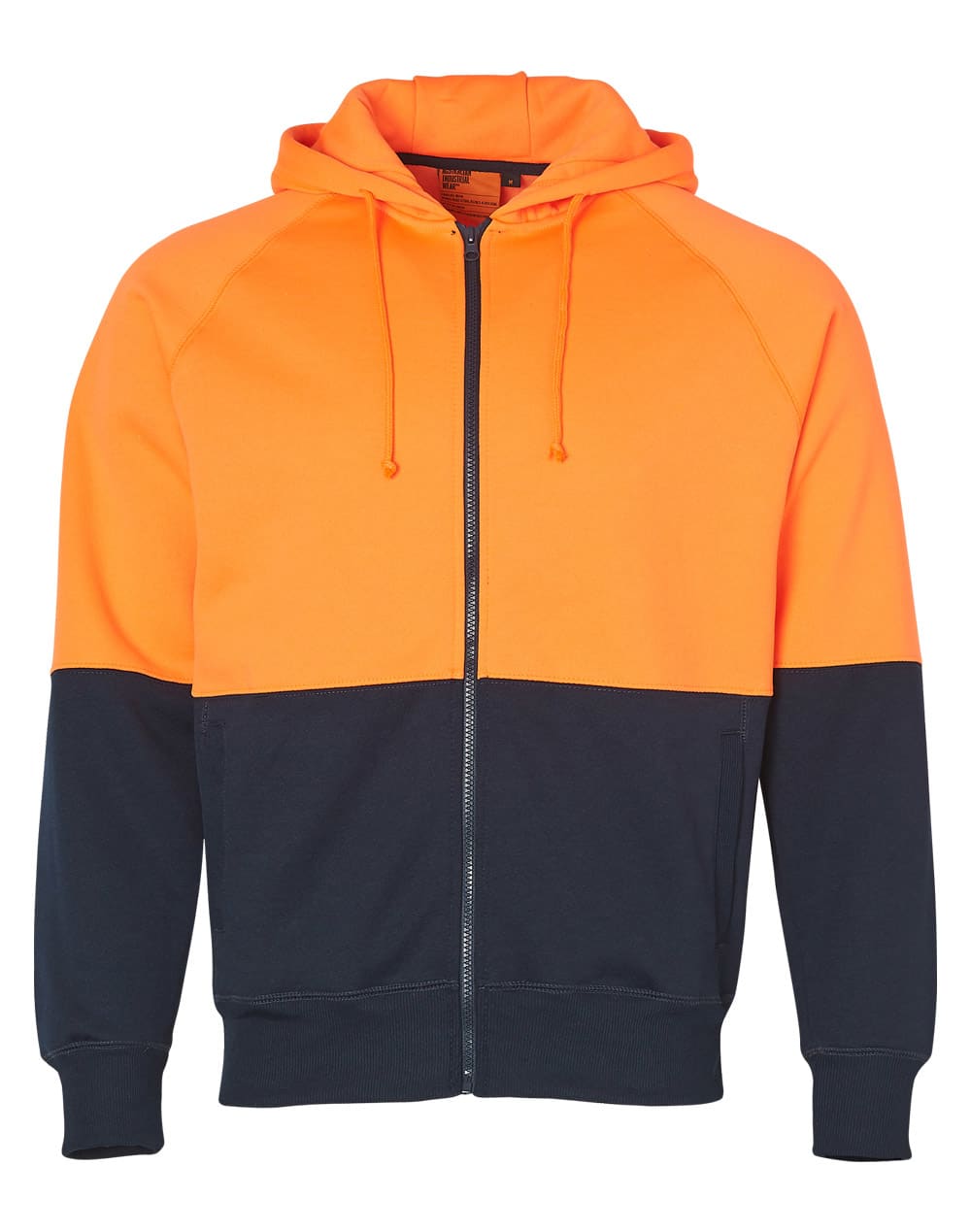 High Visibility Two Tone Fleecy Hoodie SW24 | FluoroOrange/Navy