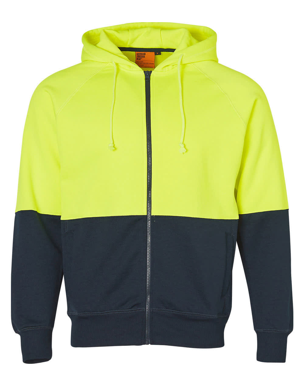 High Visibility Two Tone Fleecy Hoodie SW24 | FluoroYellow/Navy