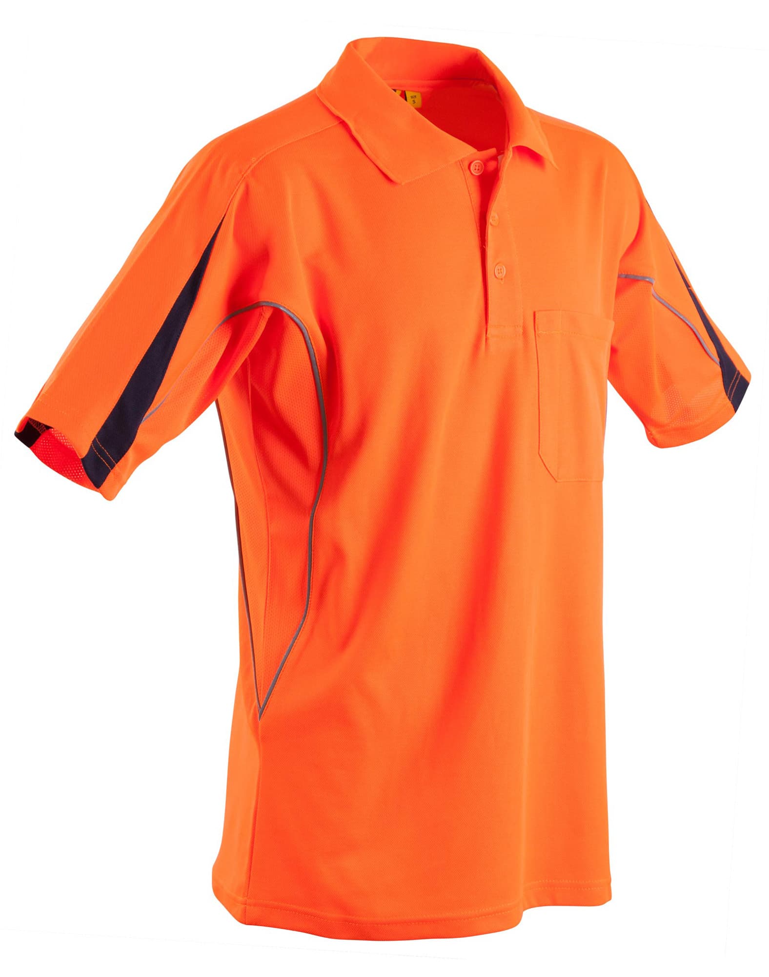 Mens TrueDry Hi-Vis Polo with Reflective Piping SW25A | Orange/Navy