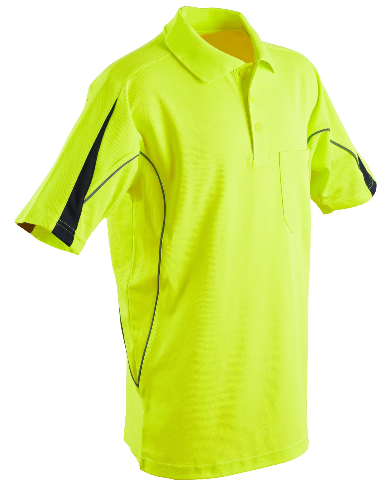 Mens TrueDry Hi-Vis Polo with Reflective Piping SW25A | Yellow/Navy