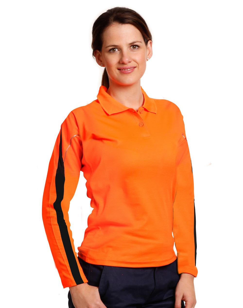 Ladies TrueDry Hi-Vis Long Sleeve Polo with Reflective Piping SW34A