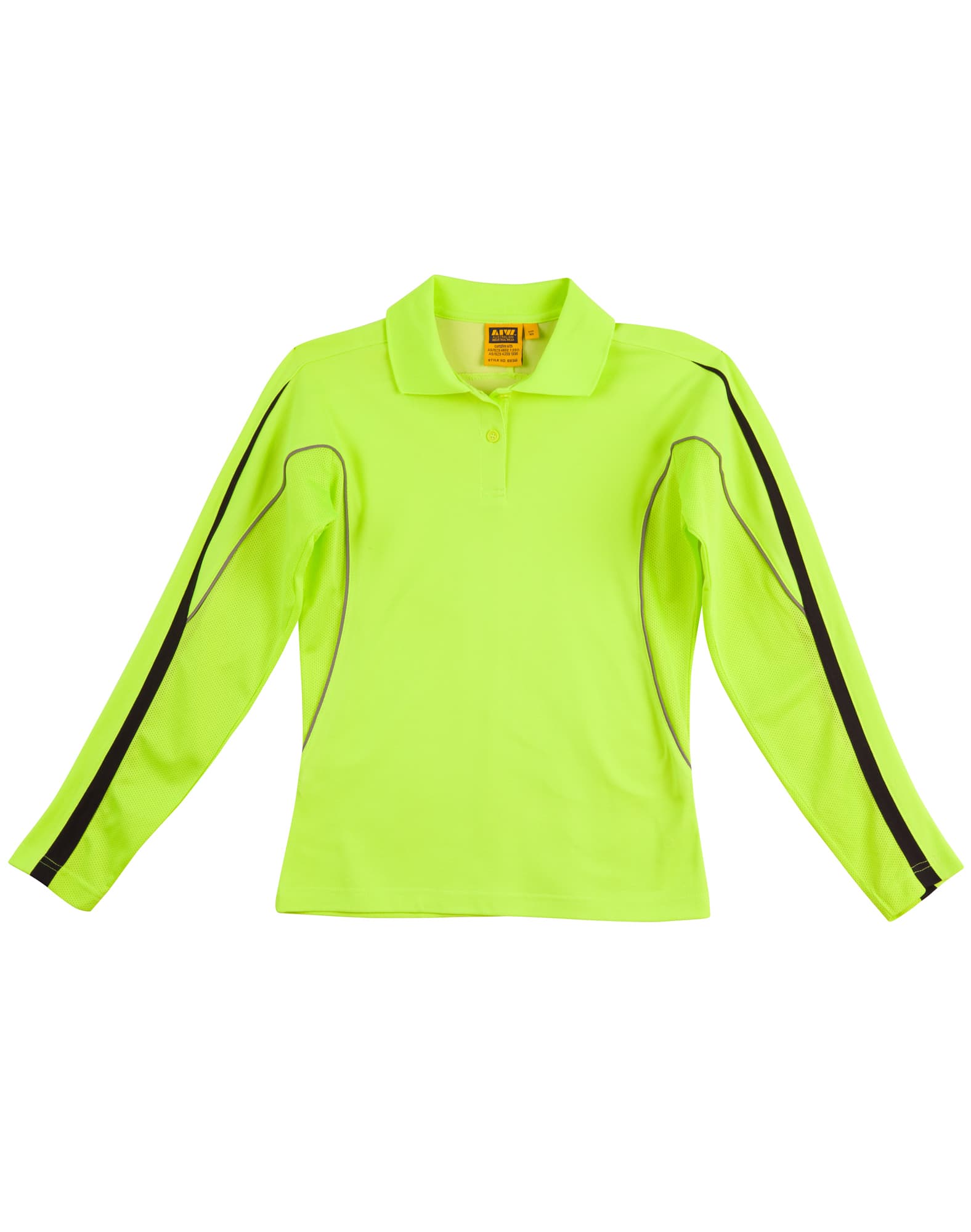 Ladies TrueDry Hi-Vis Long Sleeve Polo with Reflective Piping SW34A | Yellow/Navy
