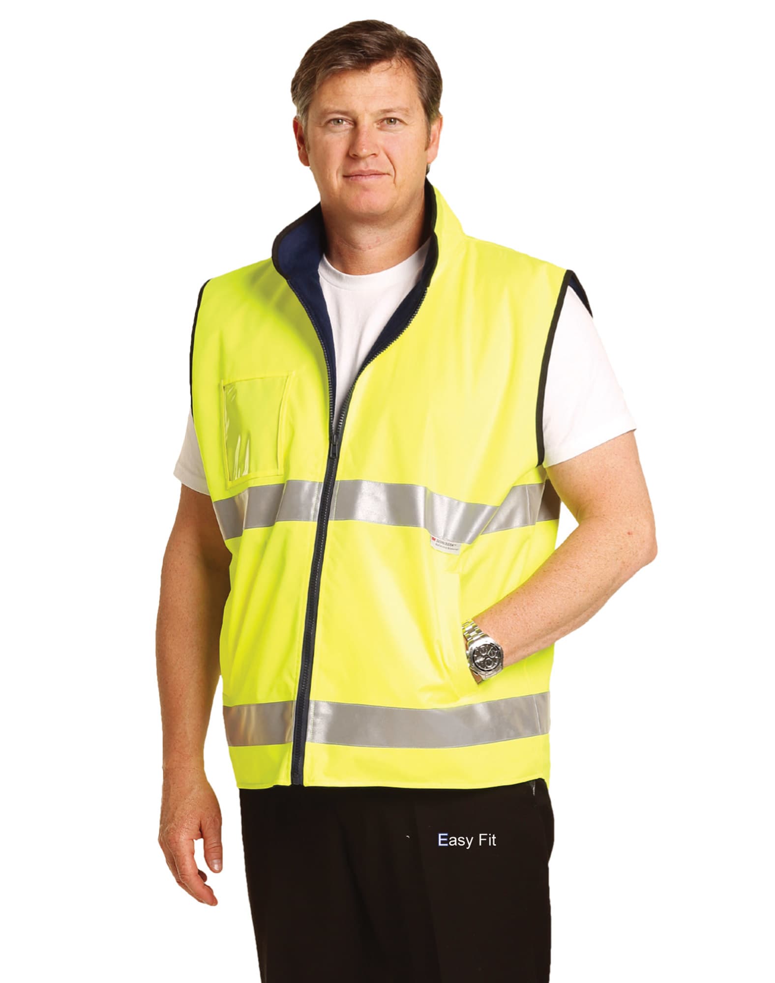 Mens Hi-Vis Reversible Mandarin Collar Safety Vest With 3M Tapes SW49 | 