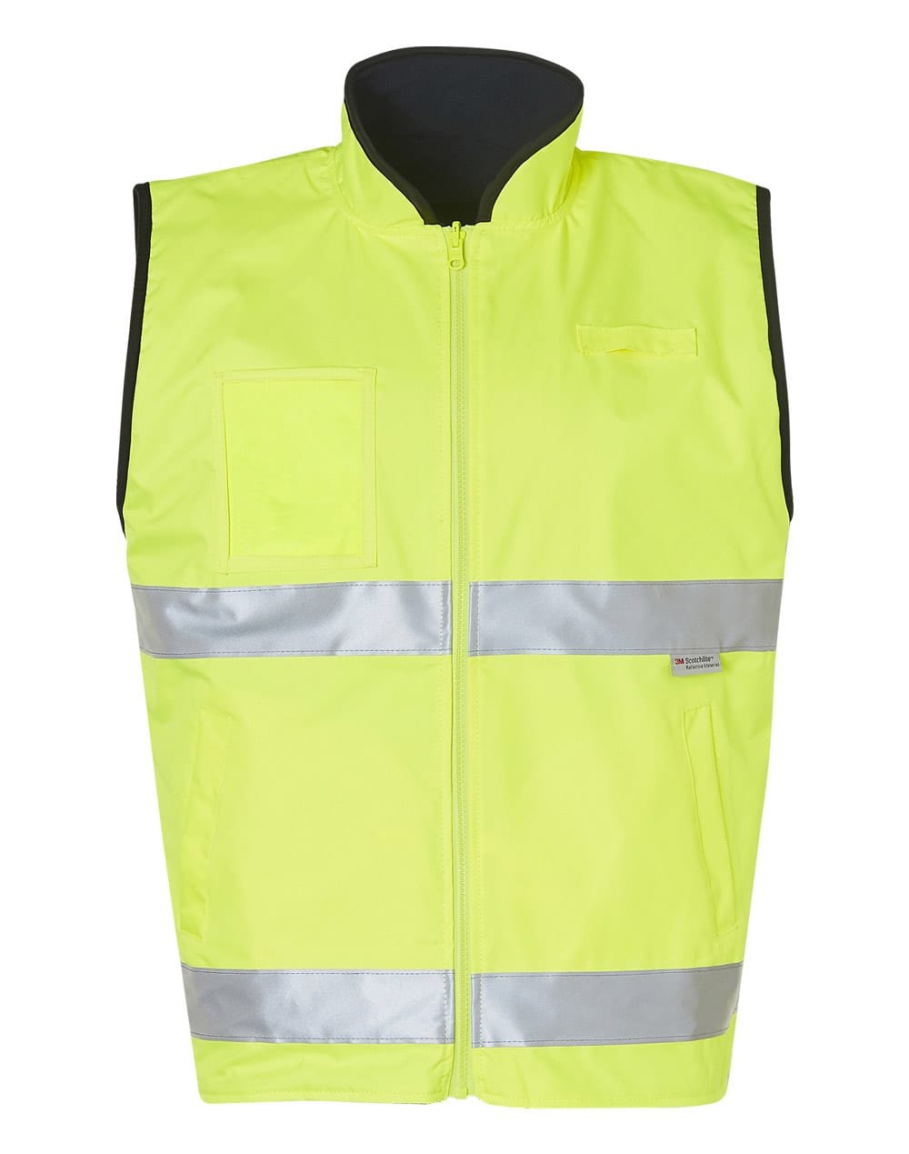 Mens Hi-Vis Reversible Mandarin Collar Safety Vest With 3M Tapes SW49 | Yellow/Navy
