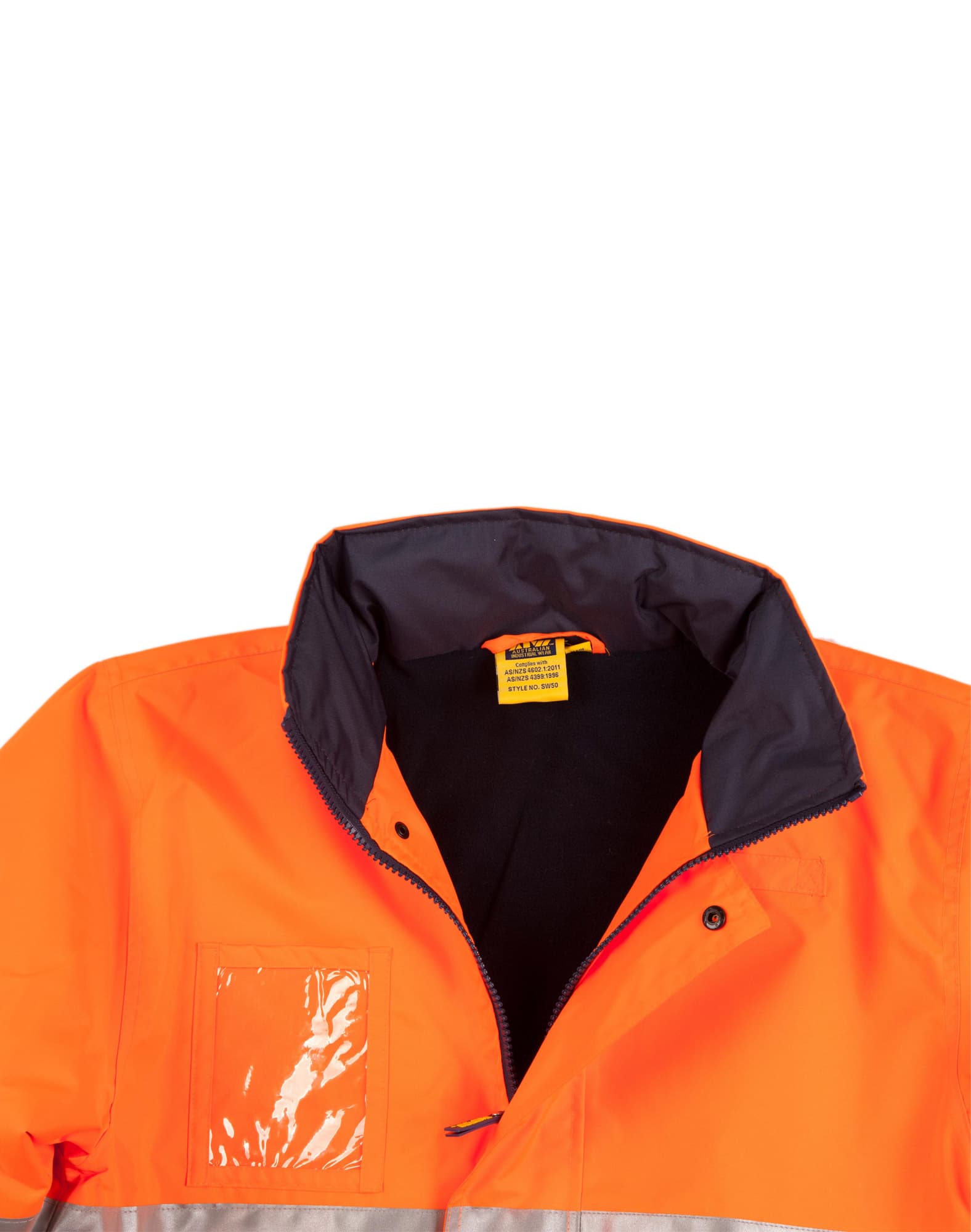 Mens Hi-Vis Long Line Safety Jacket With Polar Fleece Lining and 3M Reflective Tapes SW50 | 