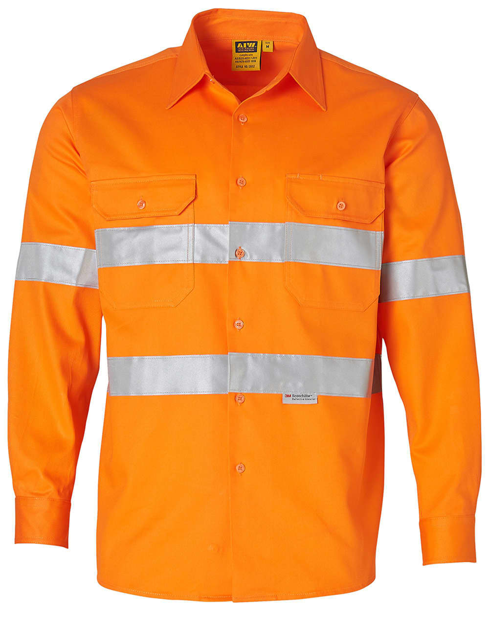 Mens High Visibility Regular Weight Long Sleeve Drill Shirt SW52 | Orange