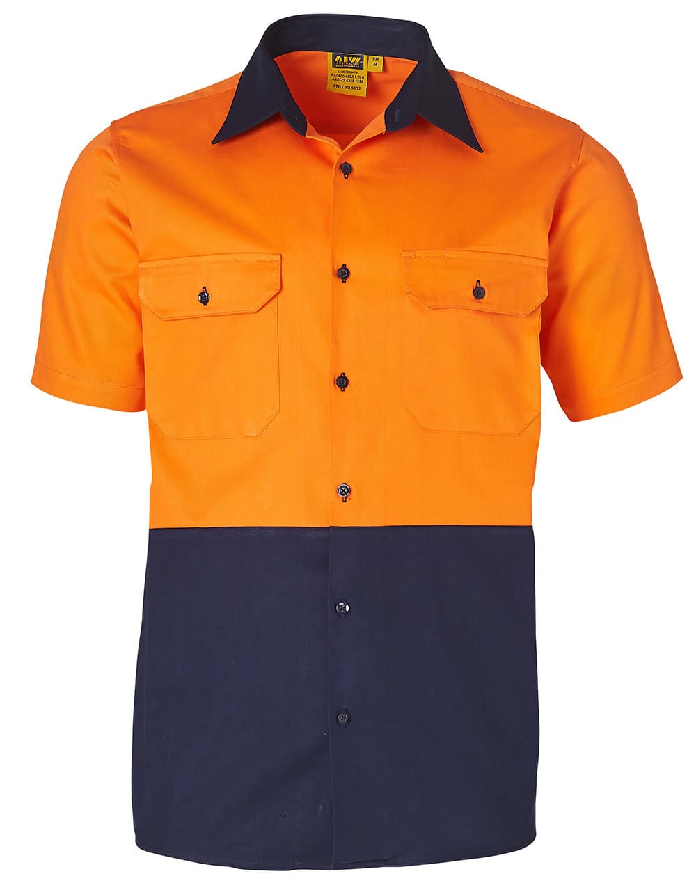 High Visibility Short Sleeve Work Shirt SW53 | Orange/Navy