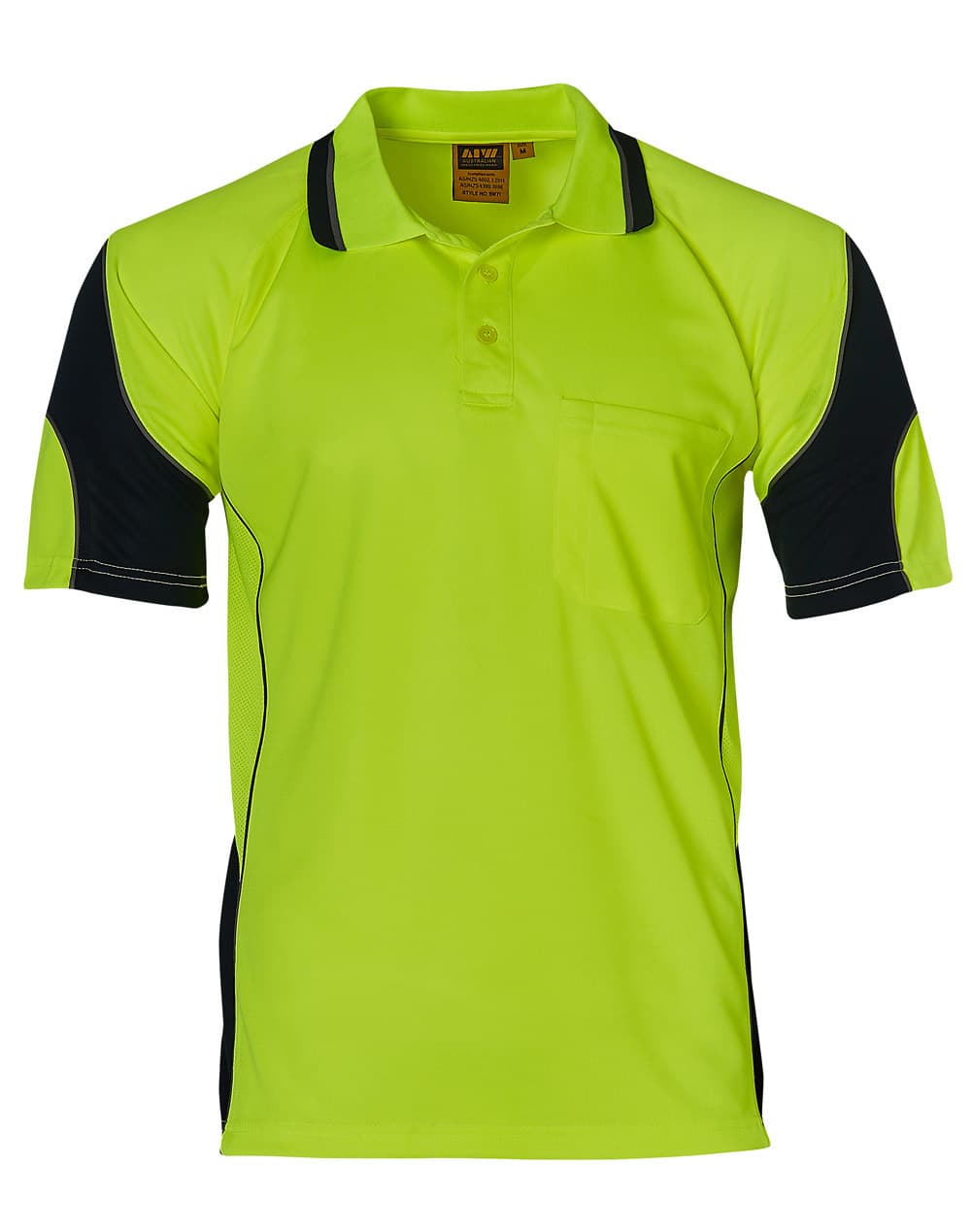 Unisex CoolDry Hi-Vis Mini Waffle Safety Polo SW71 | Yellow/Navy