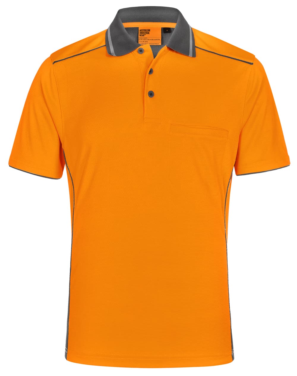 Unisex Hi-Vis Bamboo Charcoal Vented SS Polo SW79 | Orange/Ash