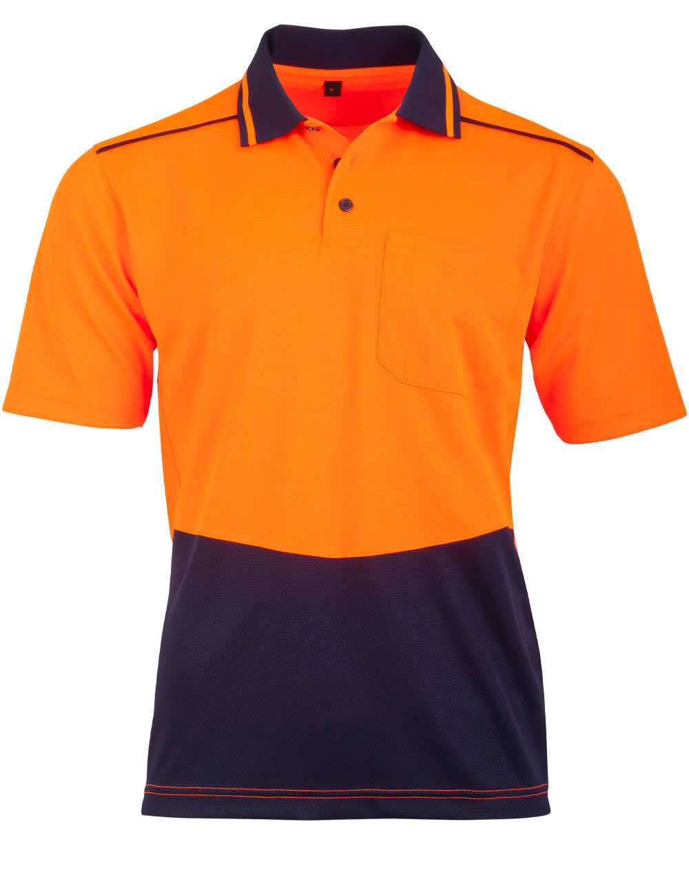 Unisex Hi Vis Bamboo Charcoal S/S Polo SW81 | Orange/Navy