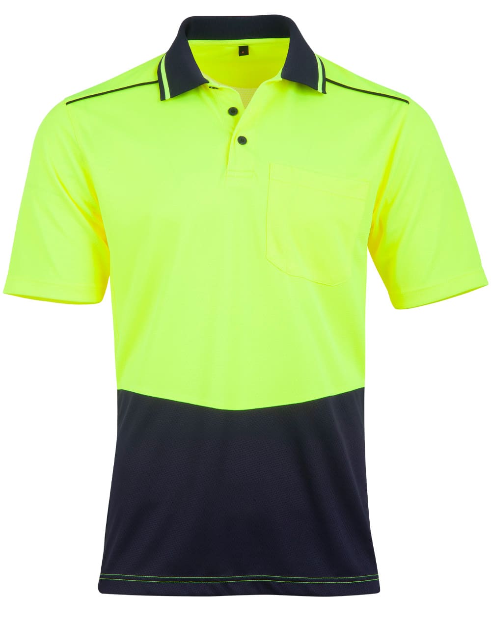 Unisex Hi Vis Bamboo Charcoal S/S Polo SW81 | Yellow/Navy