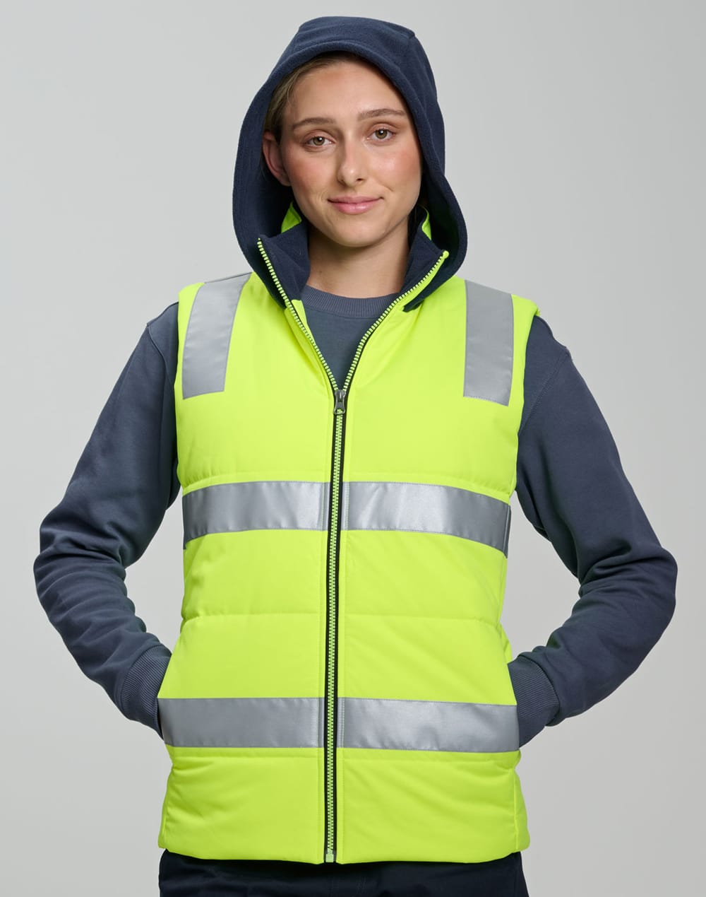 Unisex Hi Vis Hooded Puffer Vest SH-SW93
