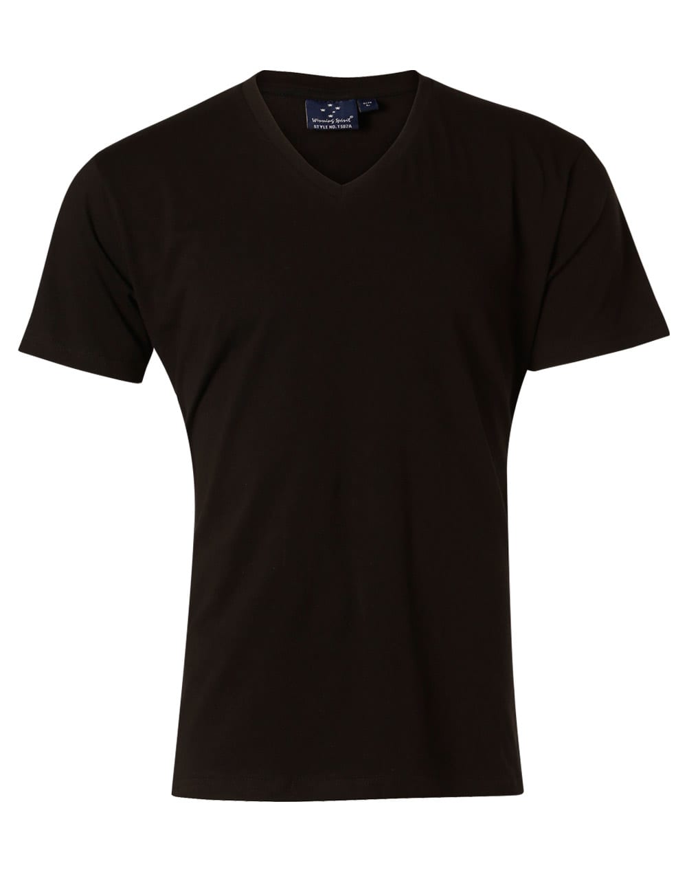 Mens Cotton Stretch V-Neck Short Sleeves Tee Shirt TS07A | Black