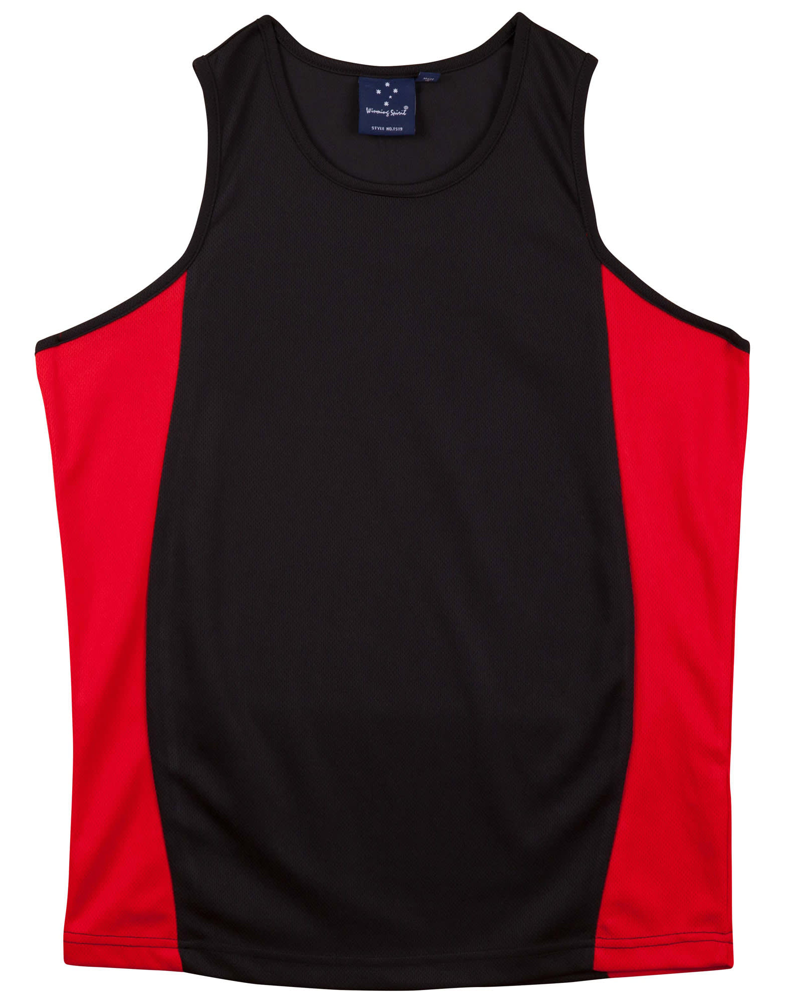 Mens Contrast TrueDry Mesh Singlet TS19A | Black/Red