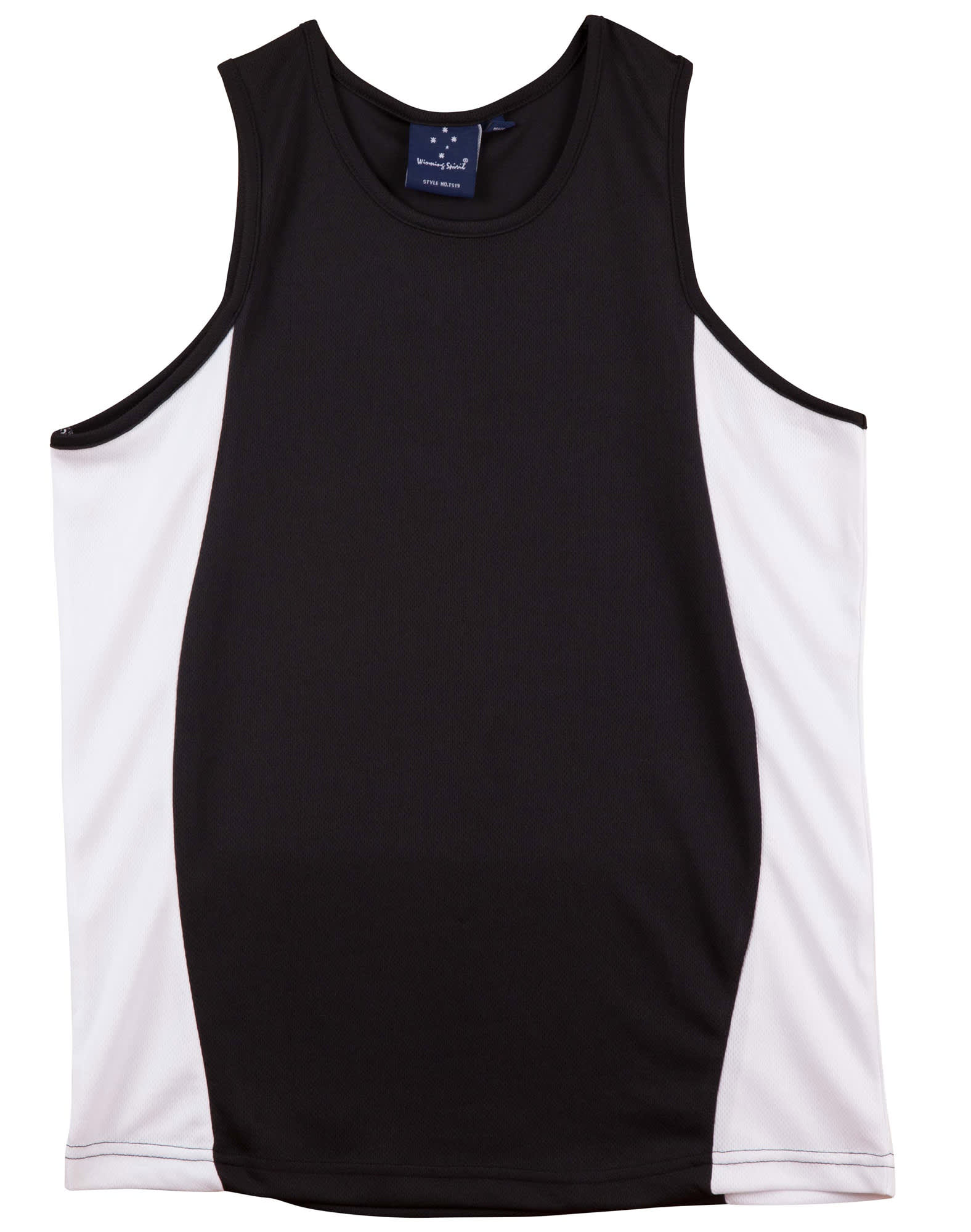 Mens Contrast CoolDry Mesh Singlet TS19 | Black/White