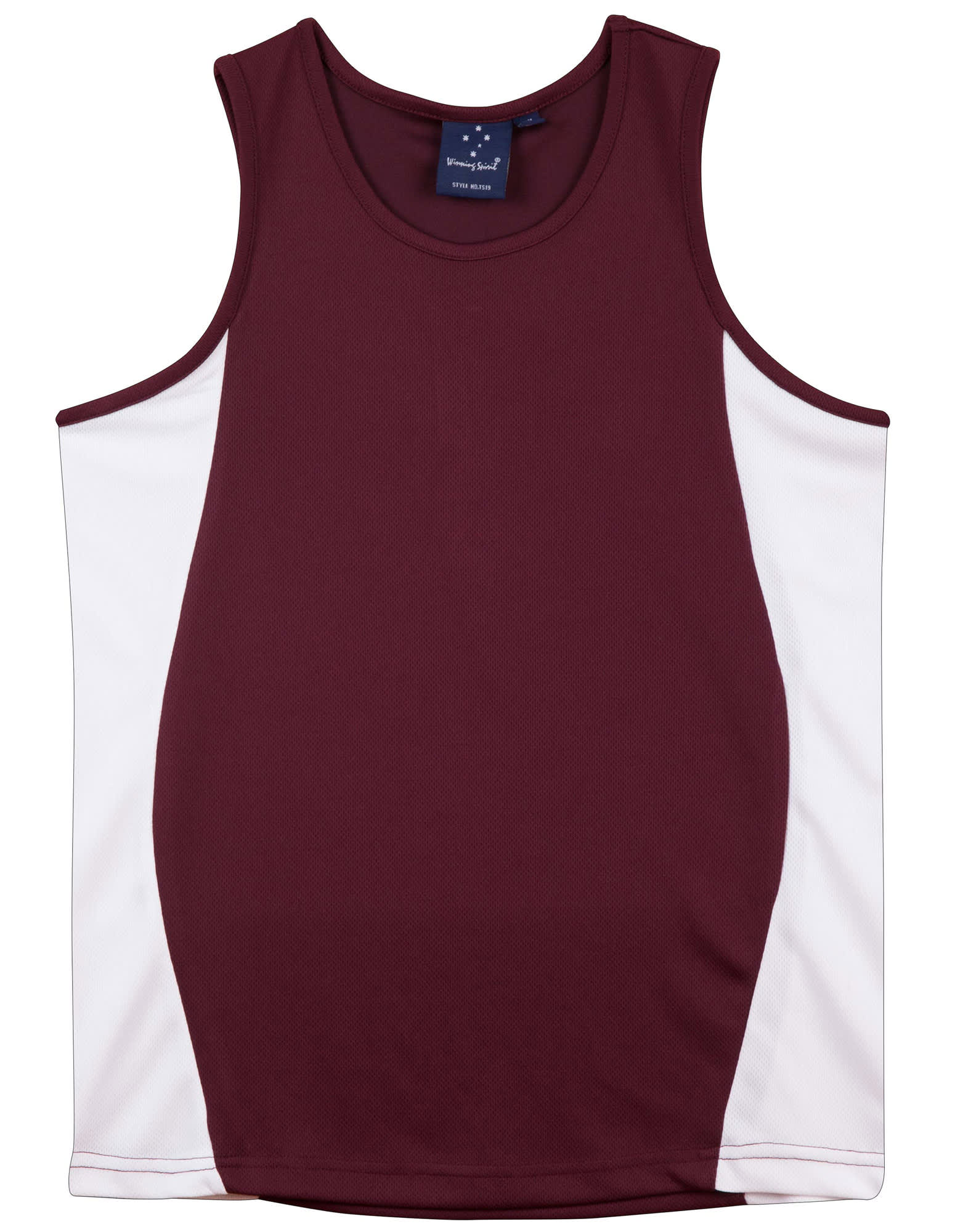 Mens Contrast CoolDry Mesh Singlet TS19 | Maroon/White