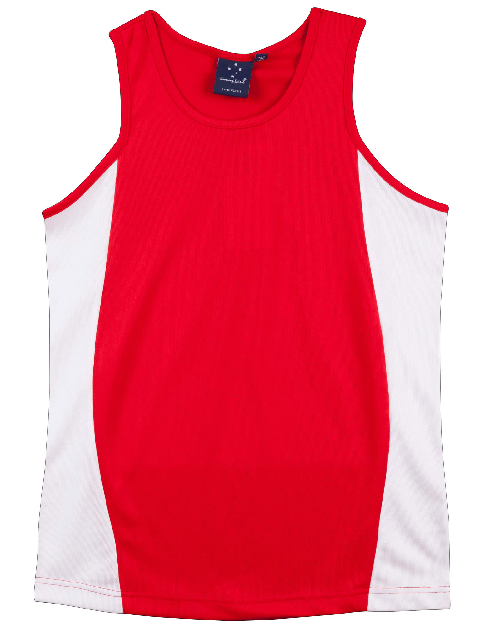 Mens Contrast TrueDry Mesh Singlet TS19A | Red/White