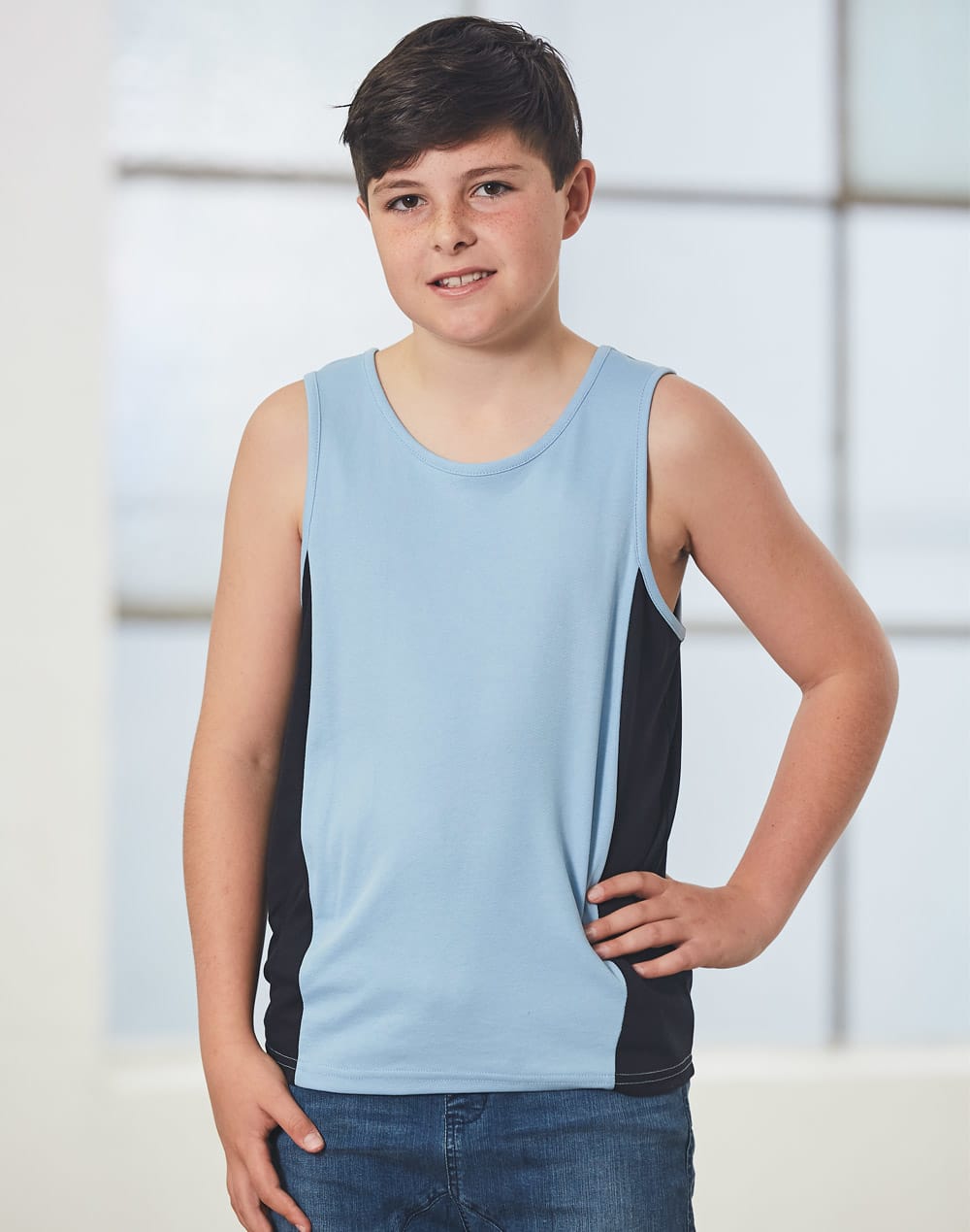 Kids Contrast TrueDry Mesh Singlet TS19K