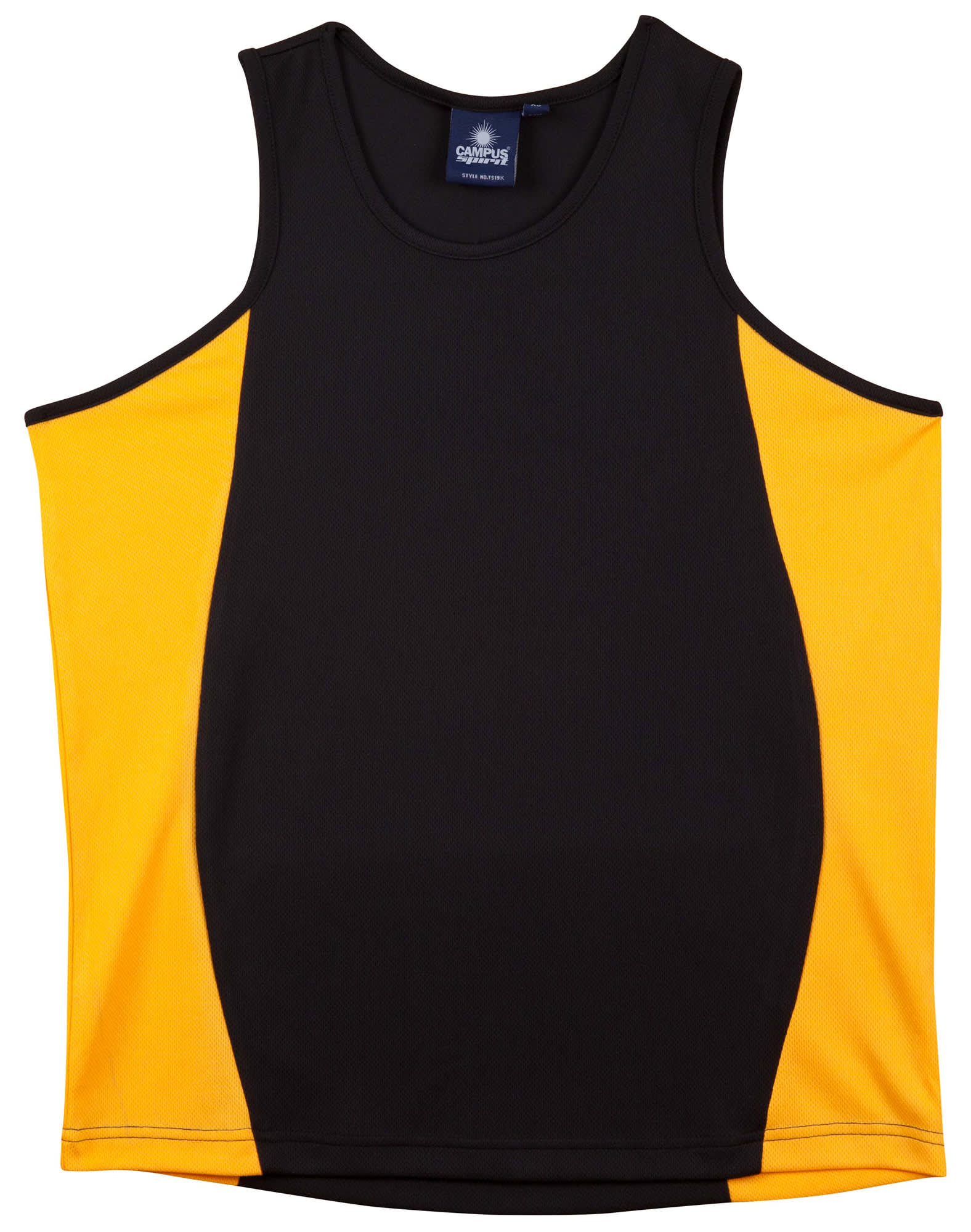 Kids Contrast TrueDry Mesh Singlet TS19K | Black/Gold