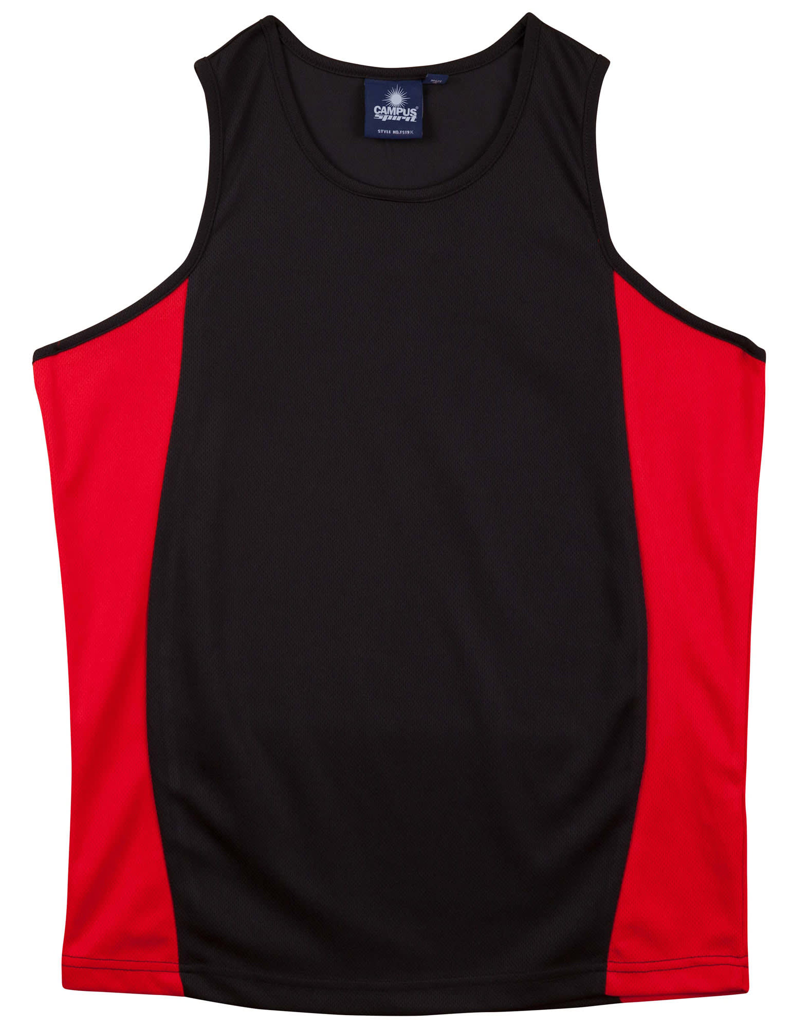 Kids Contrast TrueDry Mesh Singlet TS19K | Black/Red