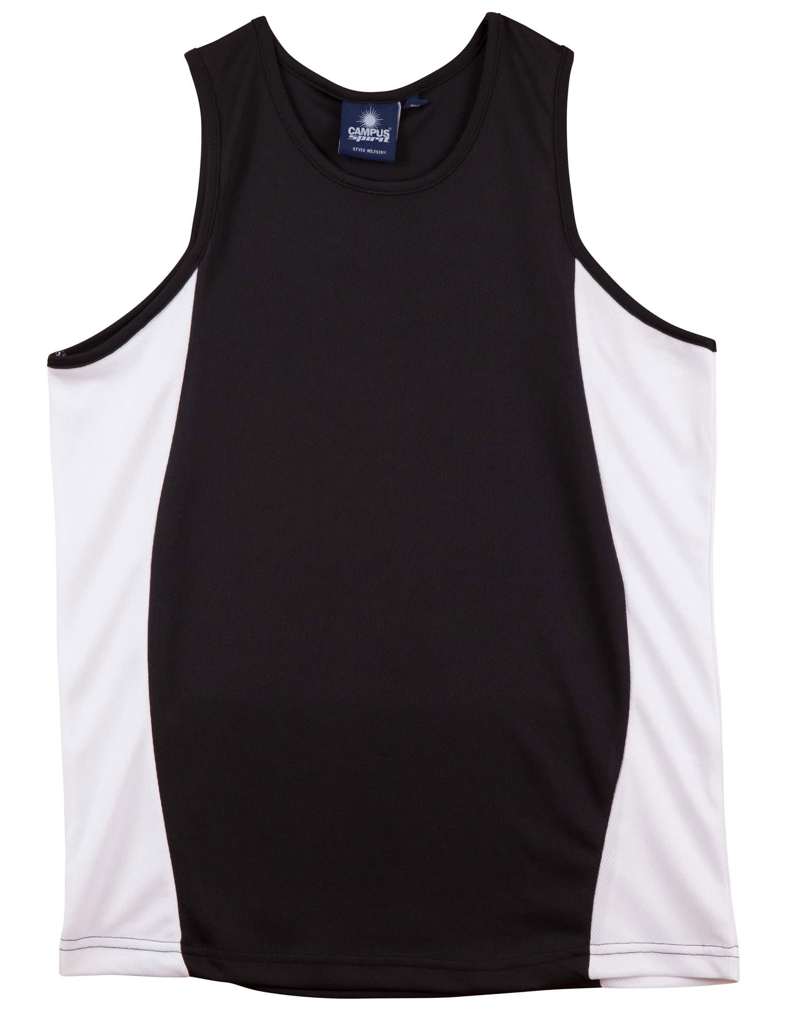 Kids Contrast TrueDry Mesh Singlet TS19K | Black/White