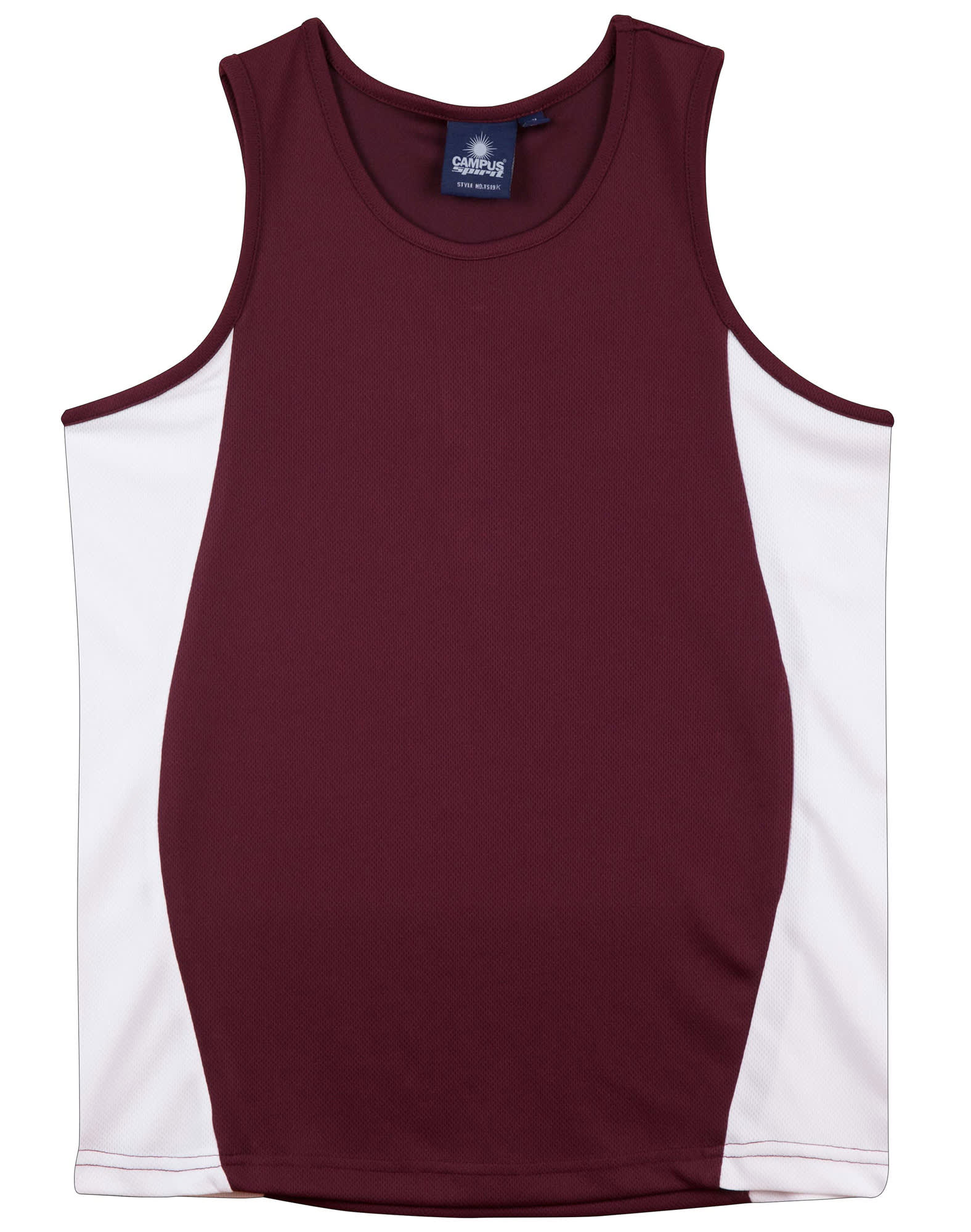 Kids Contrast TrueDry Mesh Singlet TS19K | Maroon/White