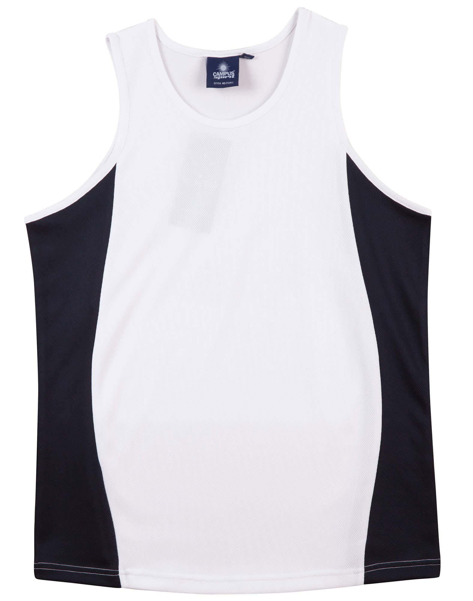 Kids Contrast TrueDry Mesh Singlet TS19K | White/Navy