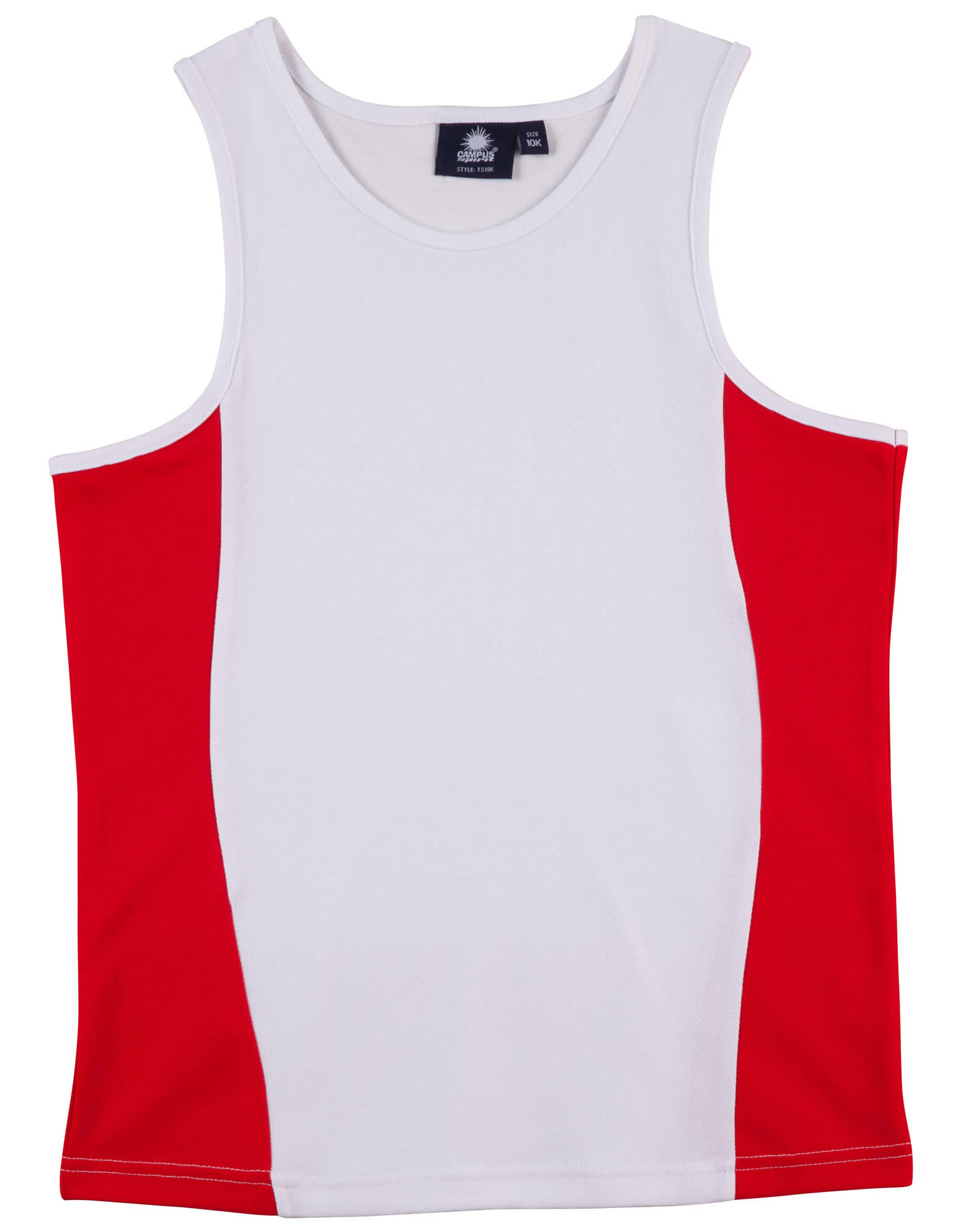 Kids Contrast TrueDry Mesh Singlet TS19K | White/Red