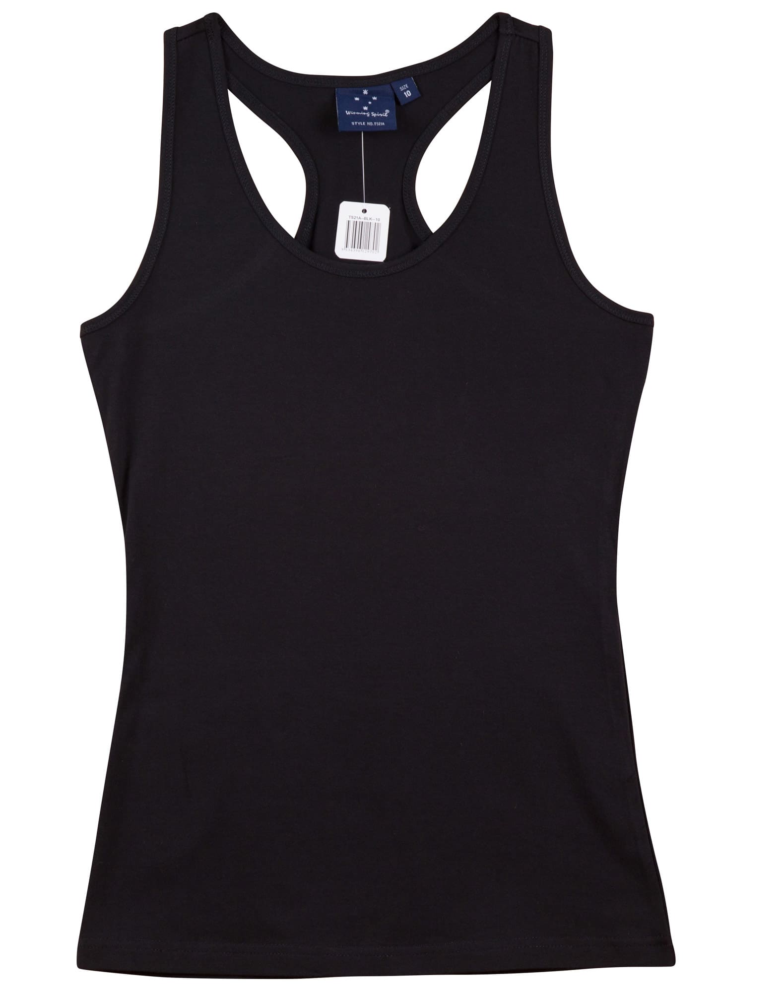 Ladies Cotton Stretch Fitted Singlet TS21A | Black