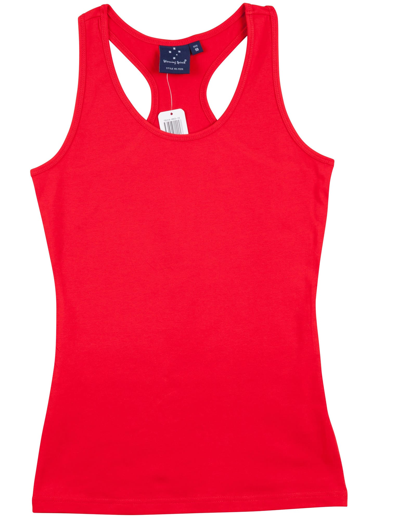 Ladies Cotton Stretch Fitted Singlet TS21A | Red