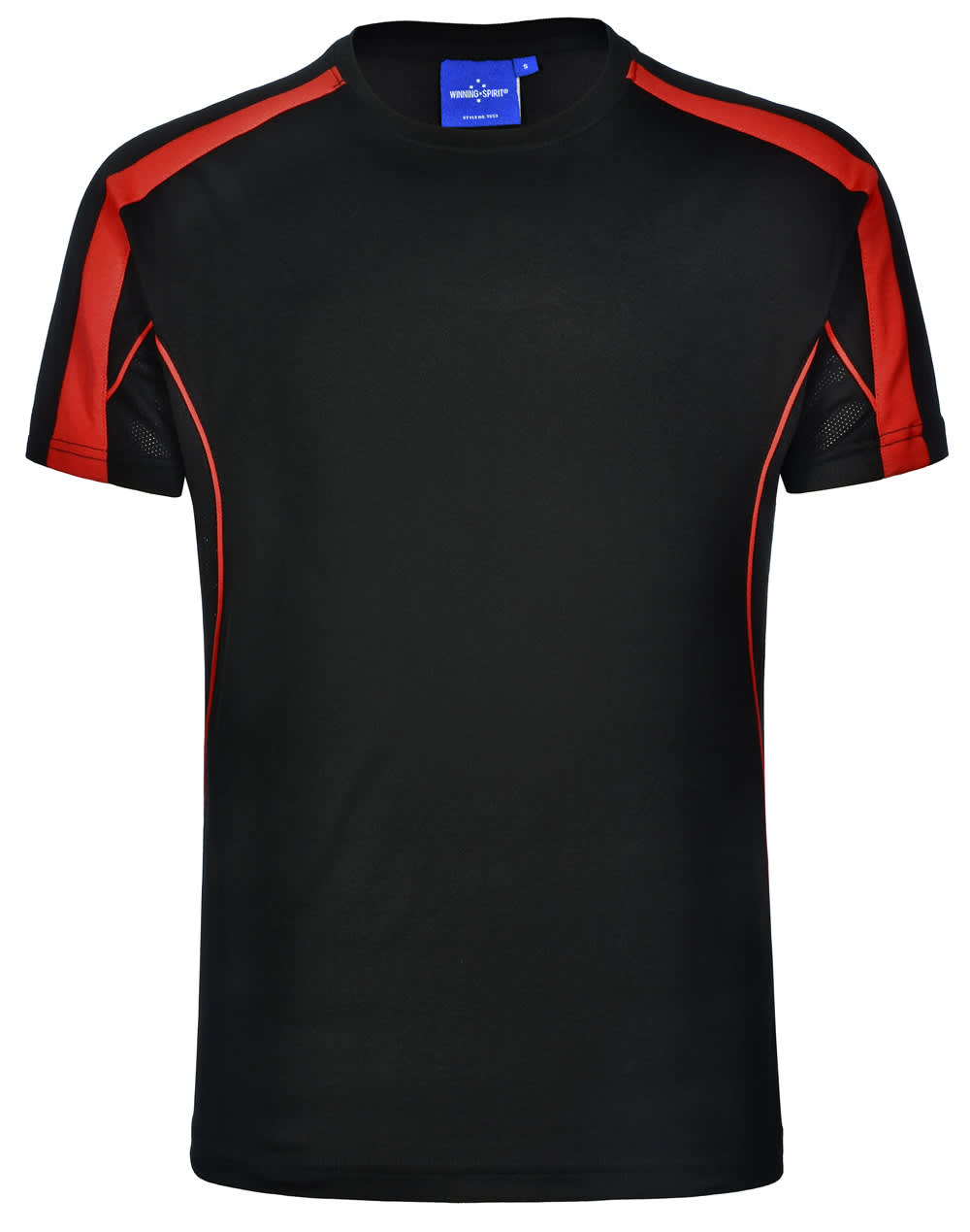 Mens TrueDry Short Sleeve Fashion Tee Shirt TS53 | Black/Red