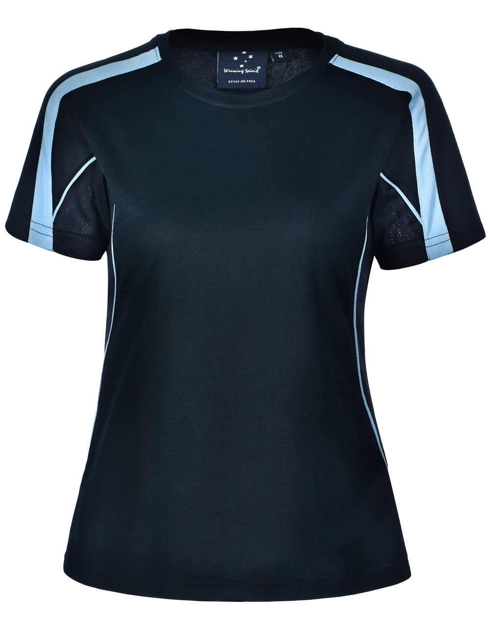 Ladies TrueDry Short Sleeve Fashion Tee Shirt TS54 | Navy/Aqua Blue