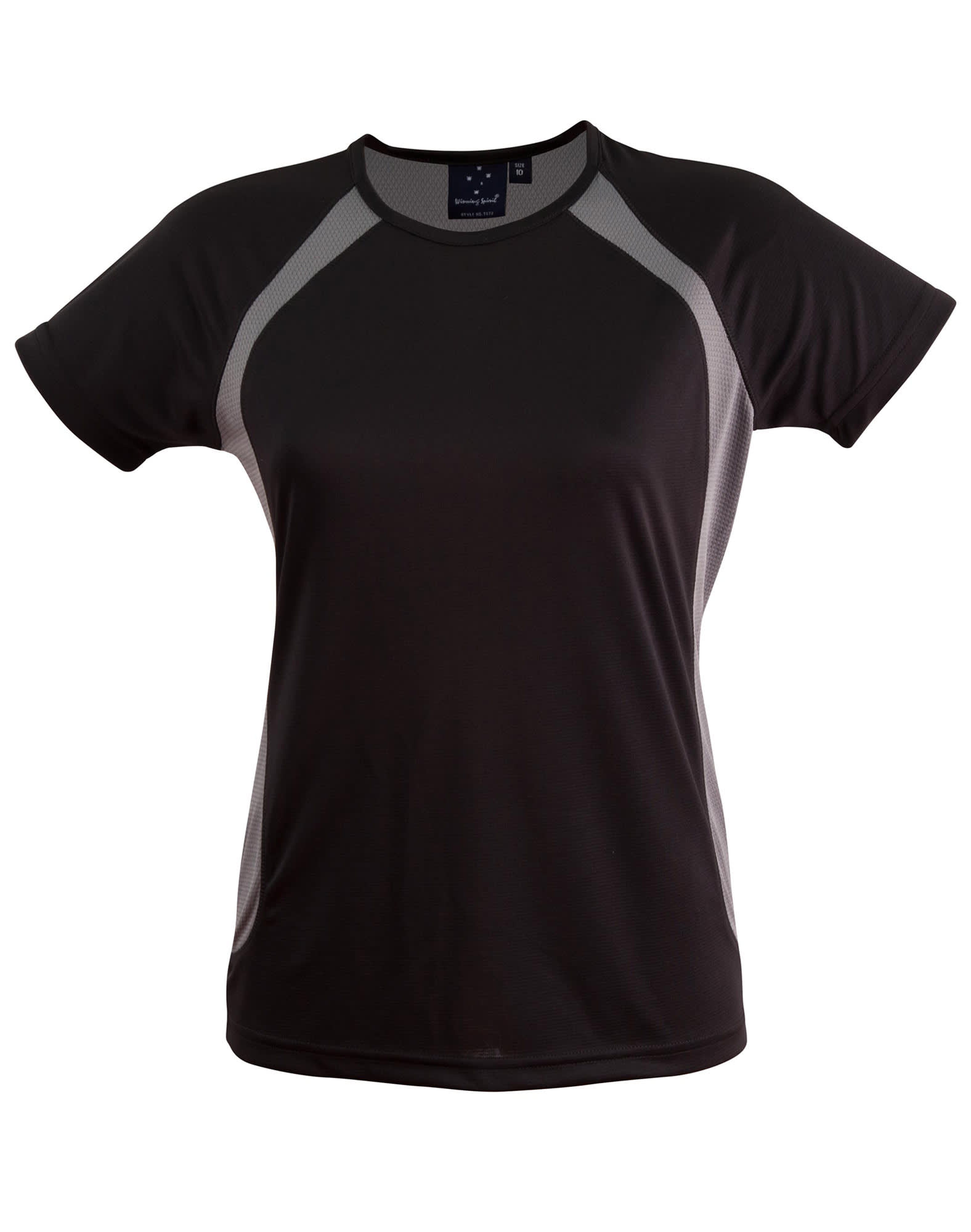 Ladies CoolDry Athletic Tee Shirt TS72 | Black/Ash