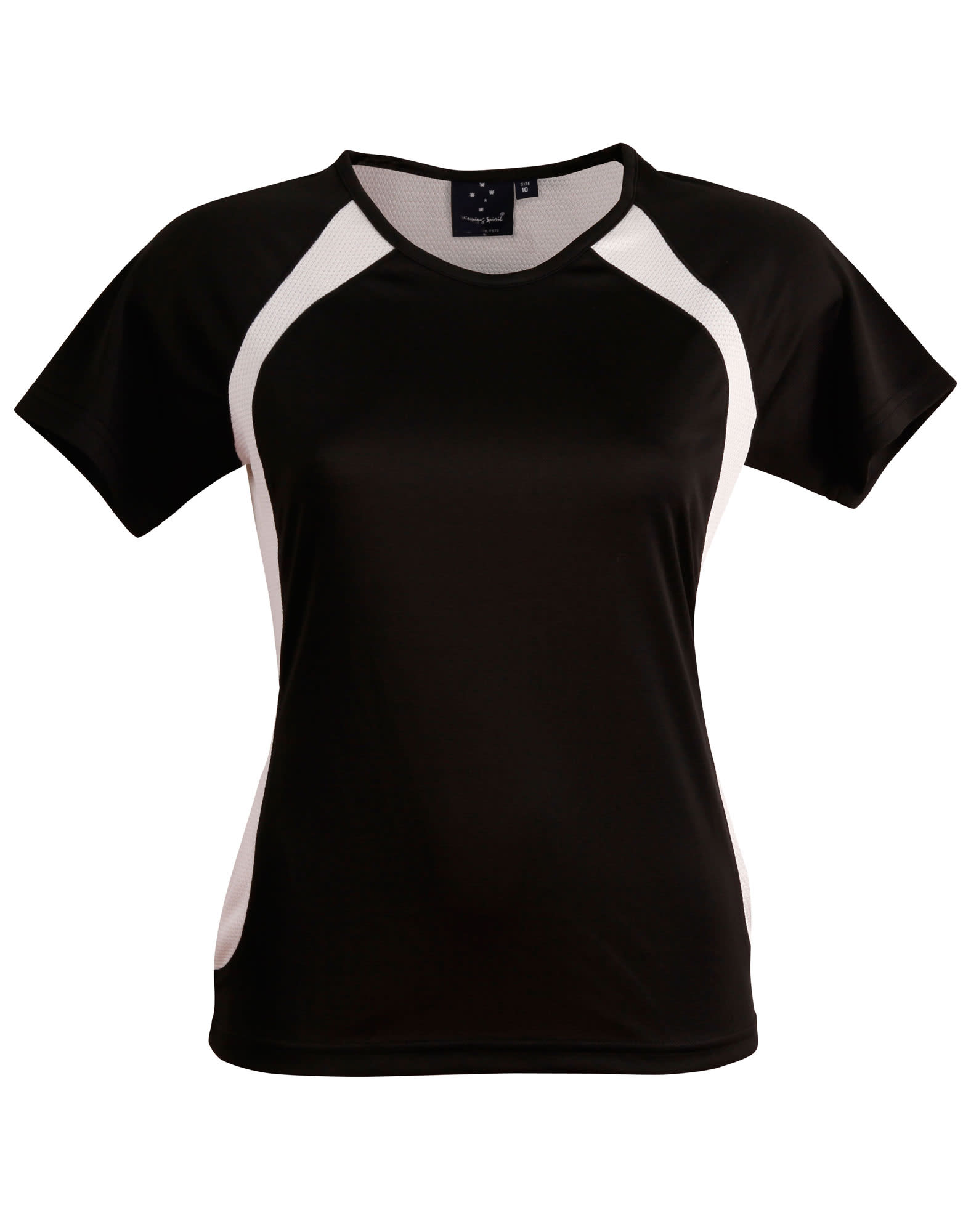 Ladies CoolDry Athletic Tee Shirt TS72 | Black/White