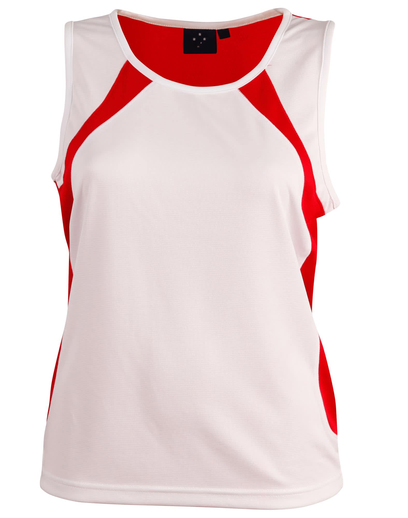 Ladies CoolDry Athletic Singlet TS74 | White/Red